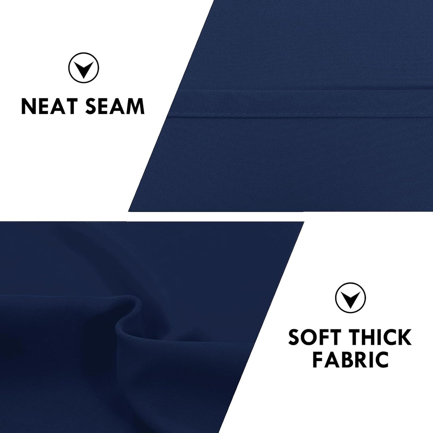 DWCN Kitchen Curtains for Small Windows 45 inch Long 2 Panels Set, Navy Blackout Room Darkening Short Drapes for Bedroom, Rod Pocket Thermal Insulated Window Treatment (W38 x L45 Inch, Navy Blue)