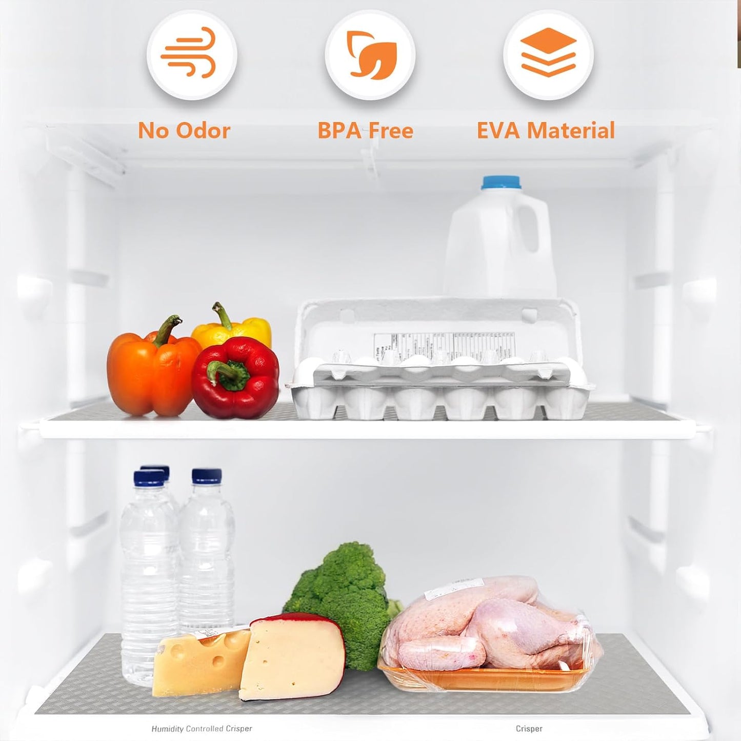 Light Gray Shelf Liners for Kitchen Cabinets Refrigerator Liners Waterproof & Oil-Proof Kitchen Cupboard Liner Drawer Mats EVA Material Non Adhesive Fridge Liner for Shelves 11.8 x 118 Inches