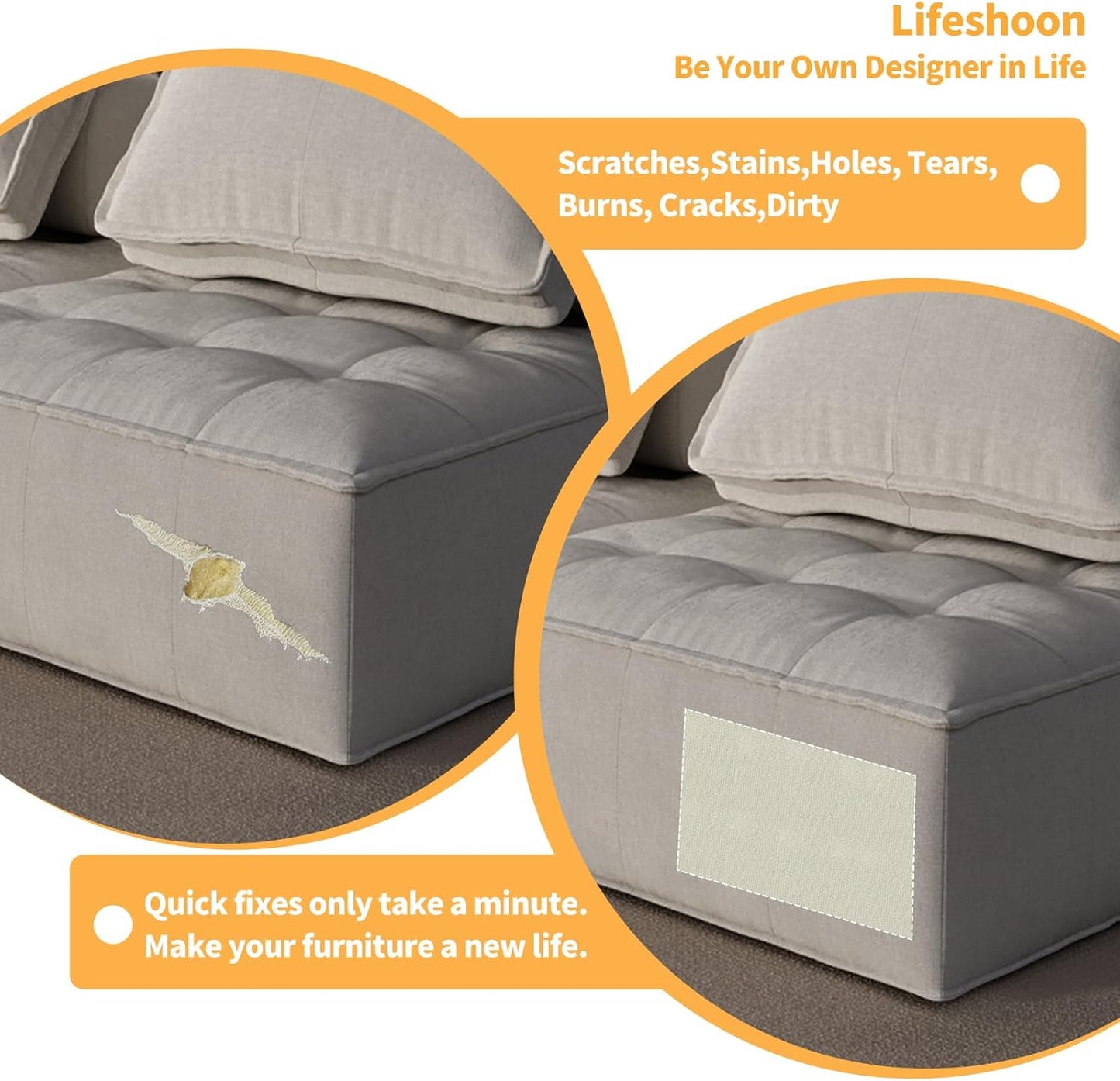 Fabric Repair Patches, 35X79 Inch Canvas Self-Adhesive Fabric Patches Tape Durable, DIY Large Canvas Repair for Sofa, Couches, Furniture, Chair, Clothing (35X79 Inch, Grey)