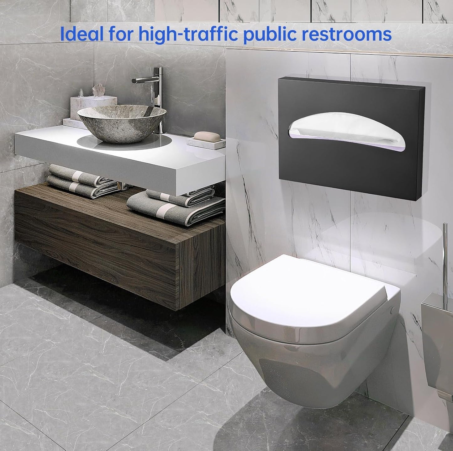 2 Packs Toilet Seat Cover Dispenser Wall Mounted Stainless Steel Matte Black