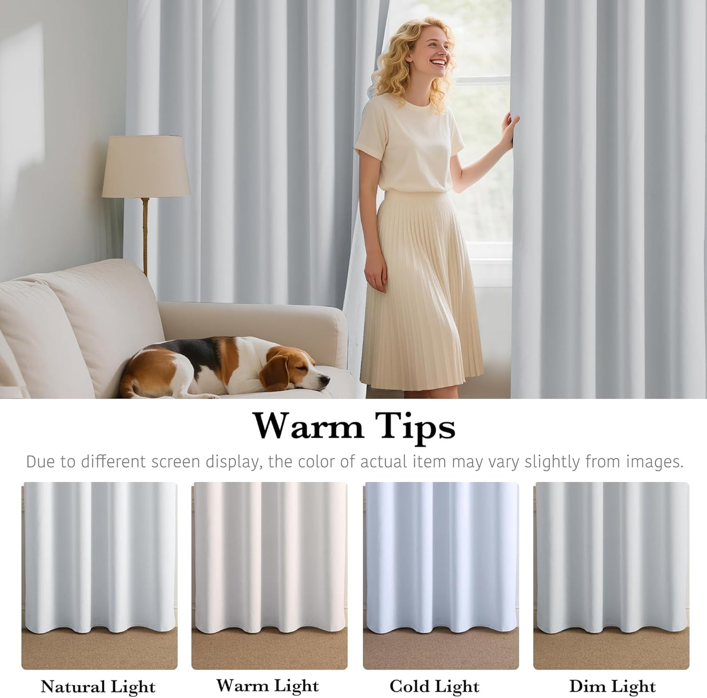 RYB HOME White Short Blackout for Small Window 48 inches Length, Thermal Insulated 100% Blackout Noise Reducing Window Shades for Bedroom Office, 34 inches Wide by 48 inches Long