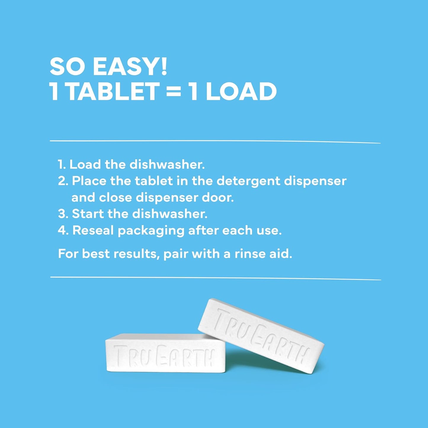 Tru Earth Dishwasher Detergent Tablets | Eco Friendly Alternative to Liquid Pods | 40 Tablets | Lemon