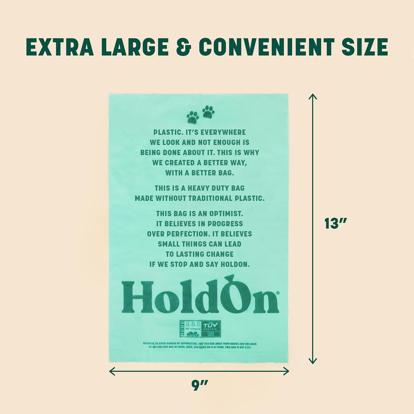 HoldOn Pet Waste Bags - Unscented Leak Proof & Tear Resistant Dog Poop Bags Extra Thick Durable (2 Pack)