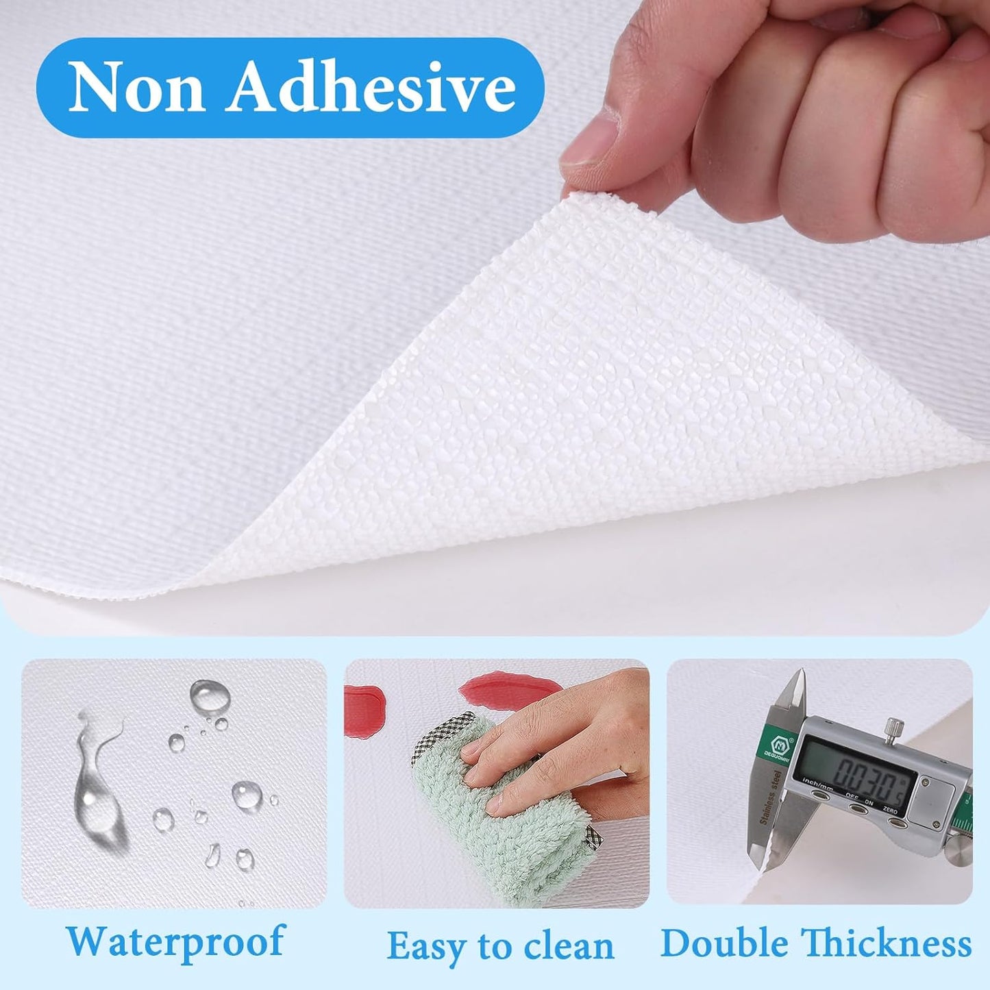 Shelf Liners for Kitchen Cabinets 12in x 10FT Non Adhesive Drawer Liner White Thickened Shelf Liner Paper Strong Non-Slip Easy to Clean for Tool Box Refrigerator with Knife and Tape Measure