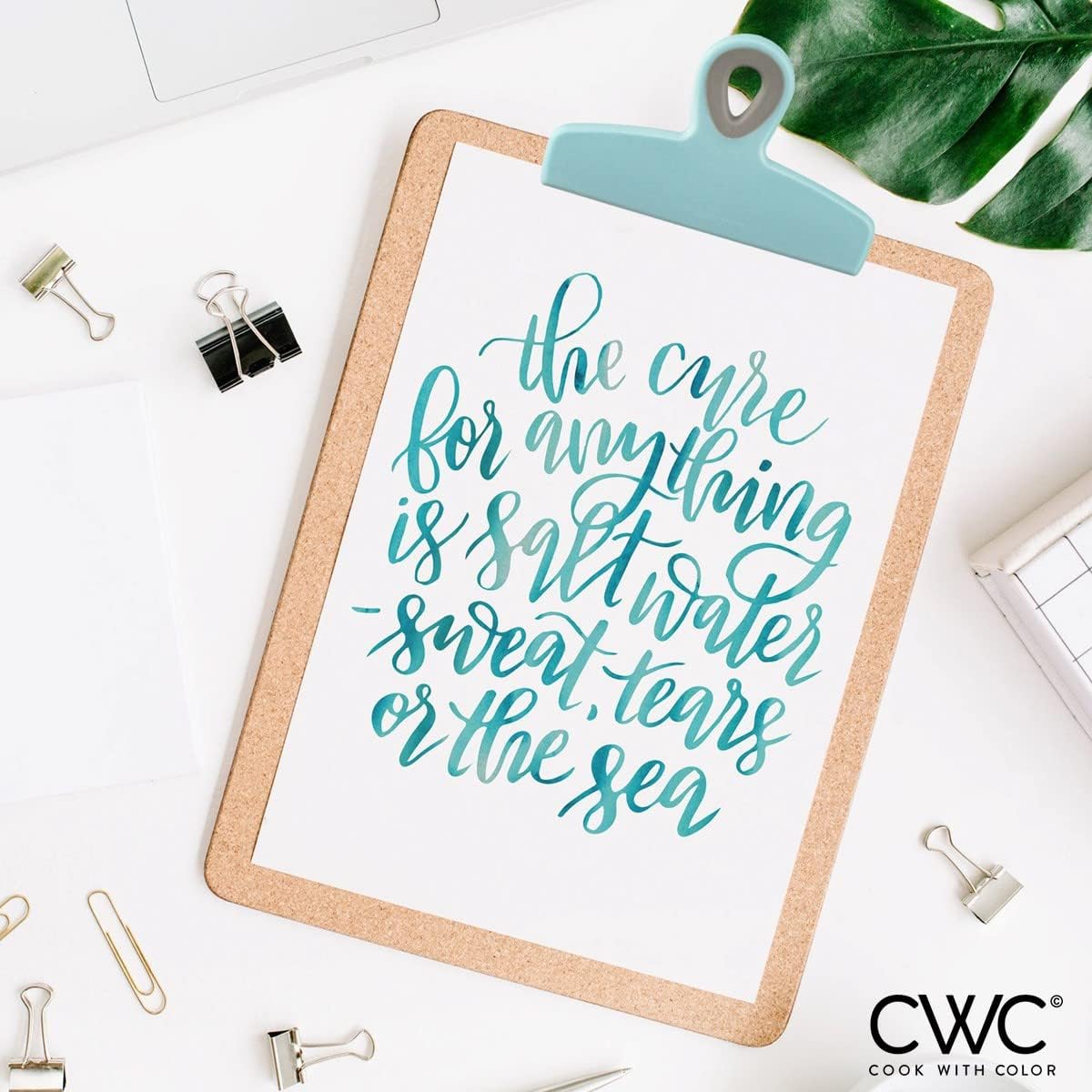 COOK WITH COLOR Bag Clips - Heavy Duty Chip Clip and Refrigerator Magnet Clips for Food Storage with Air Tight Seal Grip, Teal, Pack of 4 Large Clips