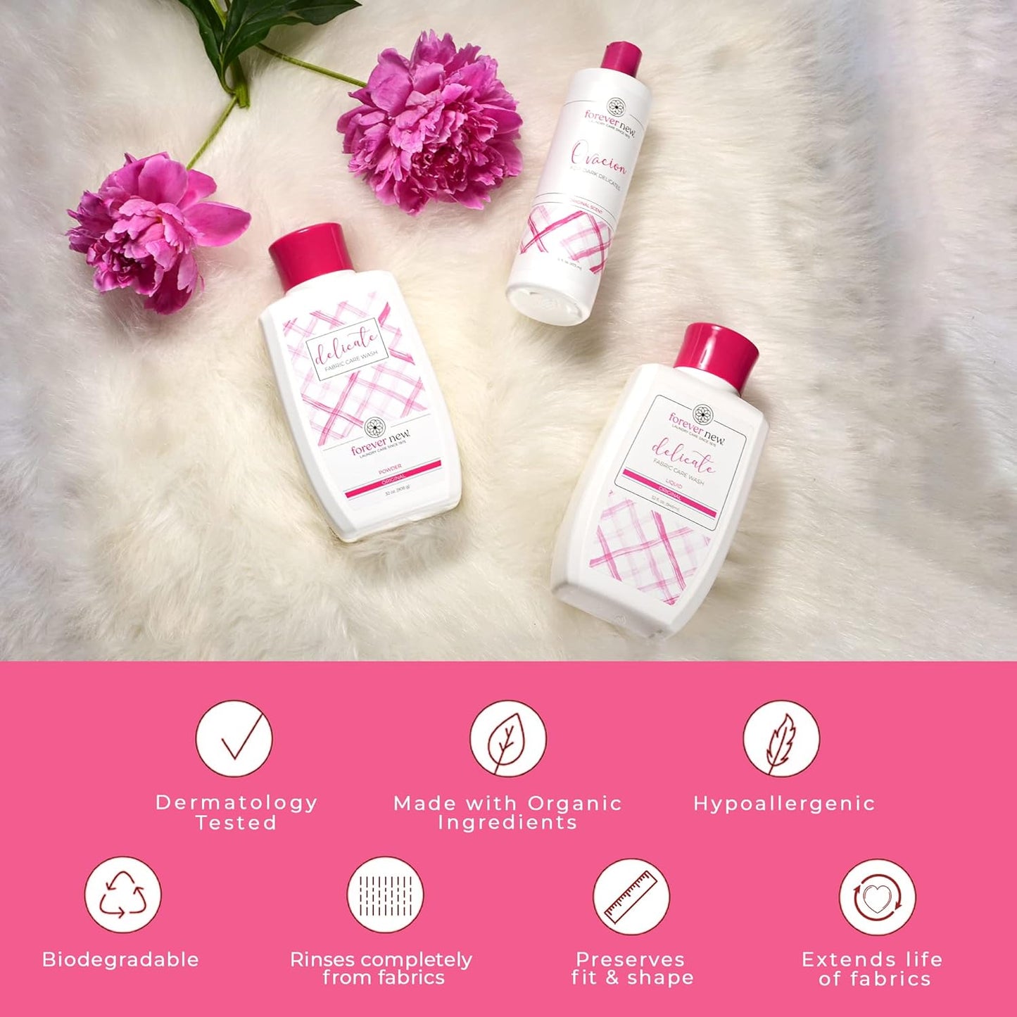 Forever New 32oz Liquid Unscented Fabric Care Wash 2 Pack (64oz Total) Natural Laundry Detergent