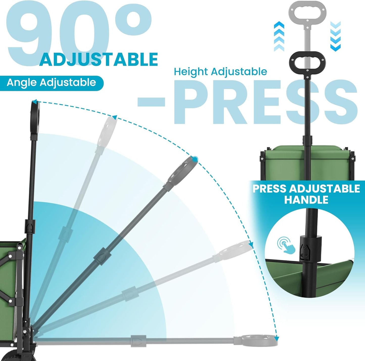 Collapsible Folding Wagon with Tailgate, Wagons Carts Foldable with 350lbs Capacity, Lightweight Portable Utility Wagon Cart for Shopping Camping Sports Garden (Green)