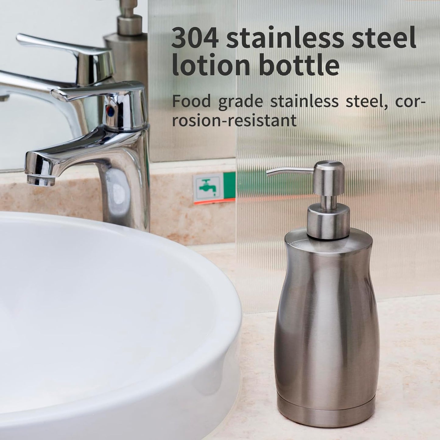 Brushed Stainless Steel Countertop Soap Dispenser Rust and Leak Resistant Hand Soap Pump with Funnel for Kitchen Countertops and Bathroom Dispensers (13.5 oz/400 ml)