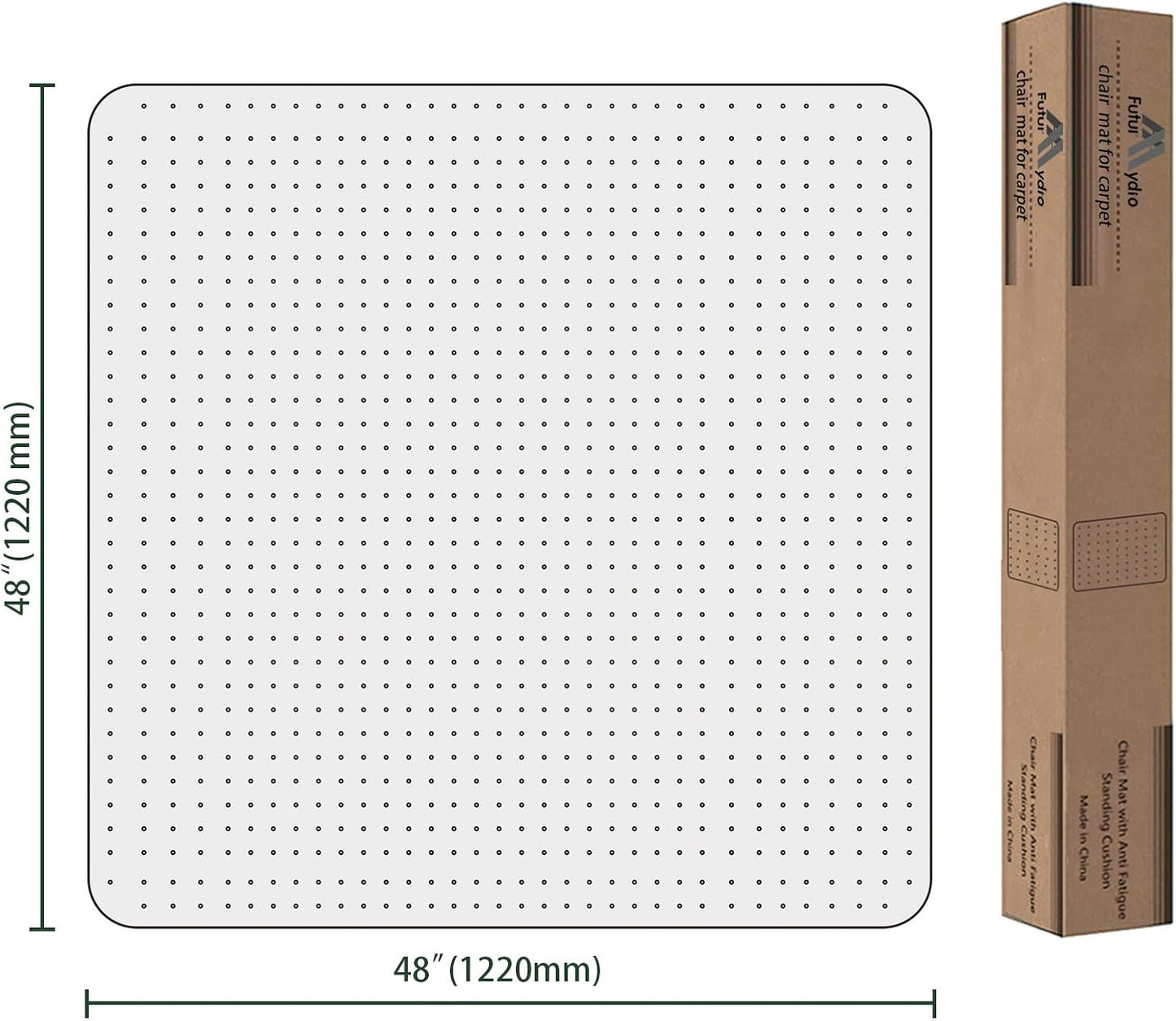 FuturHydro Office Chair Mat for Carpet, 48" x 48" Clear Office Home Floor Protector Mat, Easy Glide Computer Desk Chair Floor Mats for Hard Wood Tile Floors (Square)