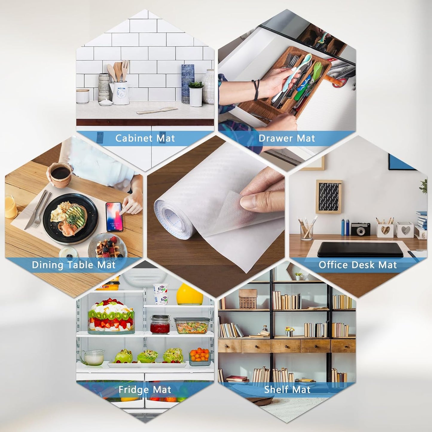 Self-Adhesive Shelf Liner Kitchen Liner, Waterproof Backed Paper Easy Peel and Stick Contact Liner Without Residue for Decor Your Desk Surface, Kitchen Countertops (Clear, 11.8 x 59 inches)