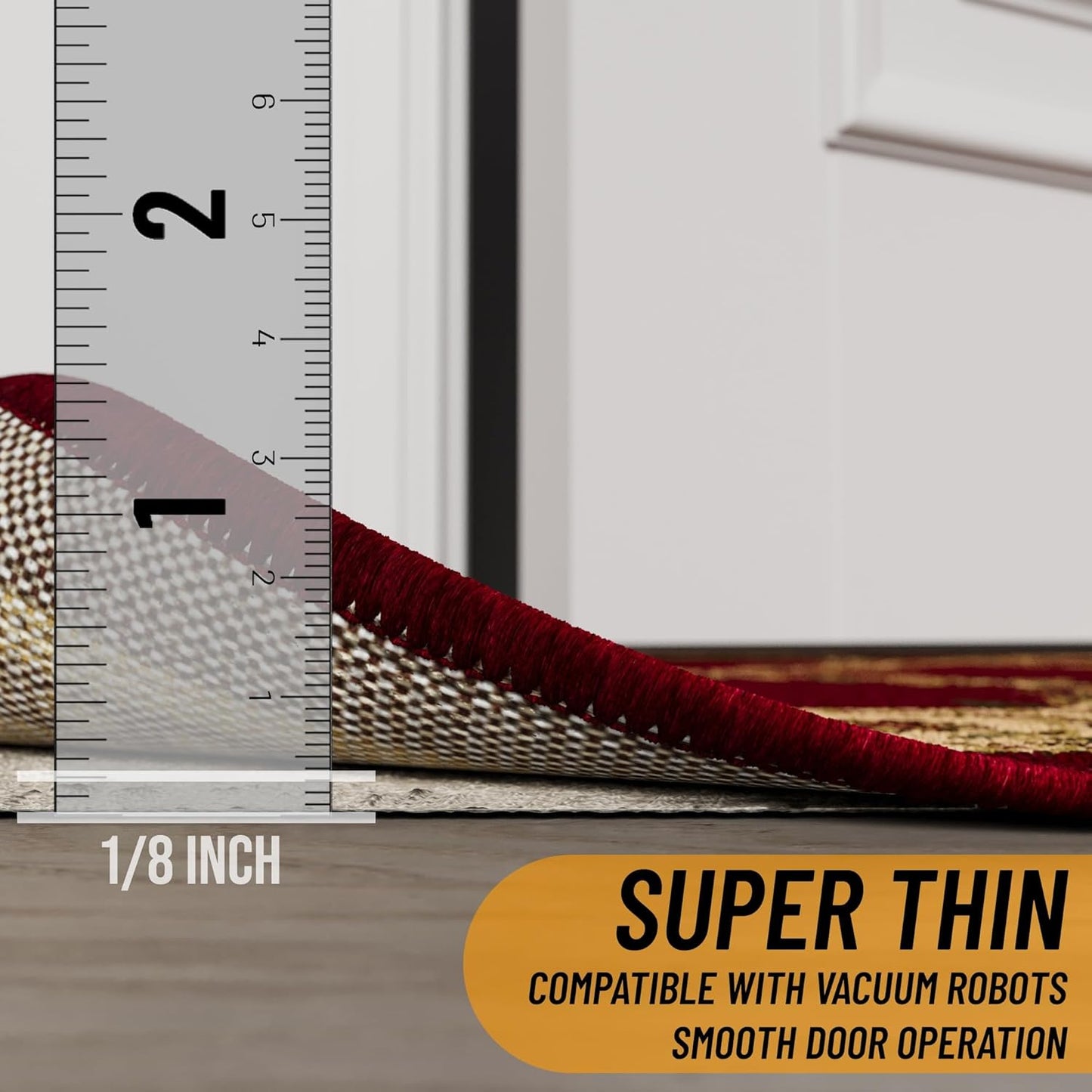 Ottomanson 2'7" x 6' Non-Slip Rug Pad Gripper 1/12 Inch Ultra Thin Dual Surface Felt + Rubber Gripper - Safe for All Floors, Cream