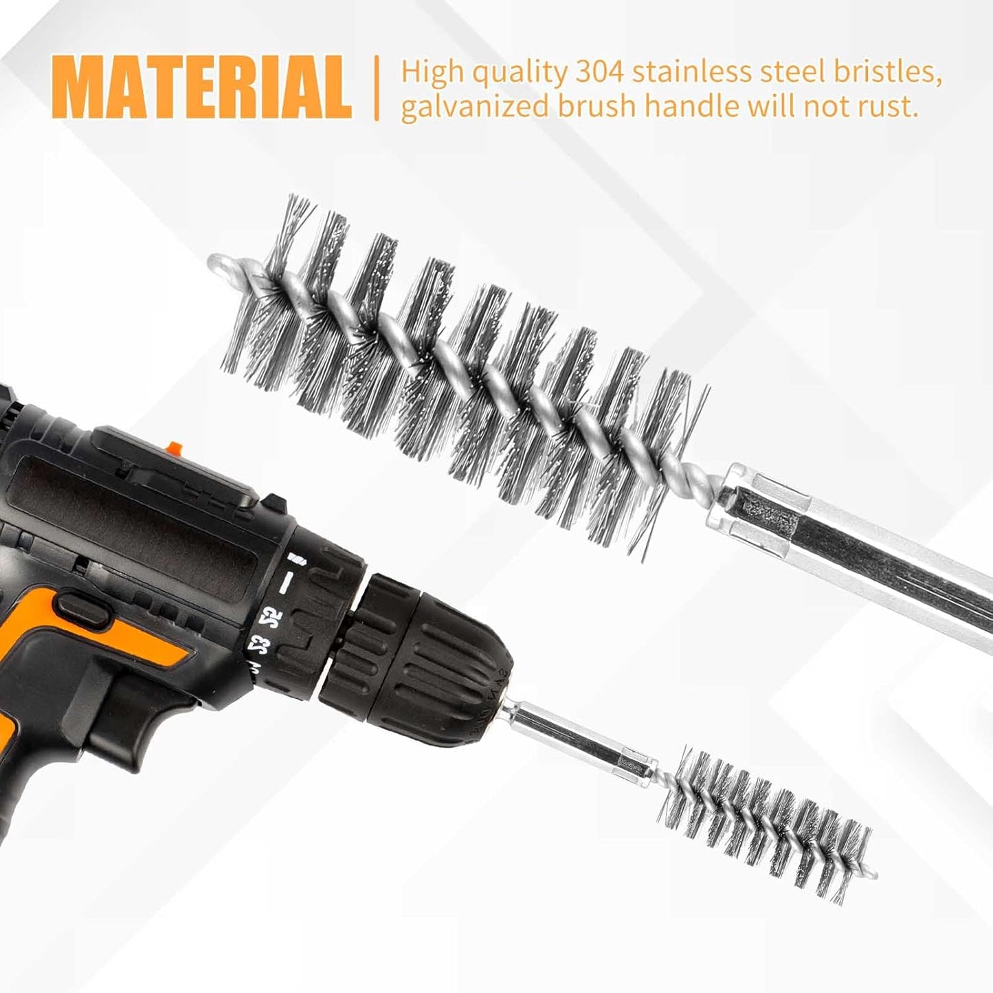 6Pieces Wire Brush Drill Bore Cleaning Brushes Set,with 1/4 Inch Hex Shank Stainless Steel Wire Twisted Brush for Rust, Cleaning Tubes (8/10/12/15/17/19MM) 