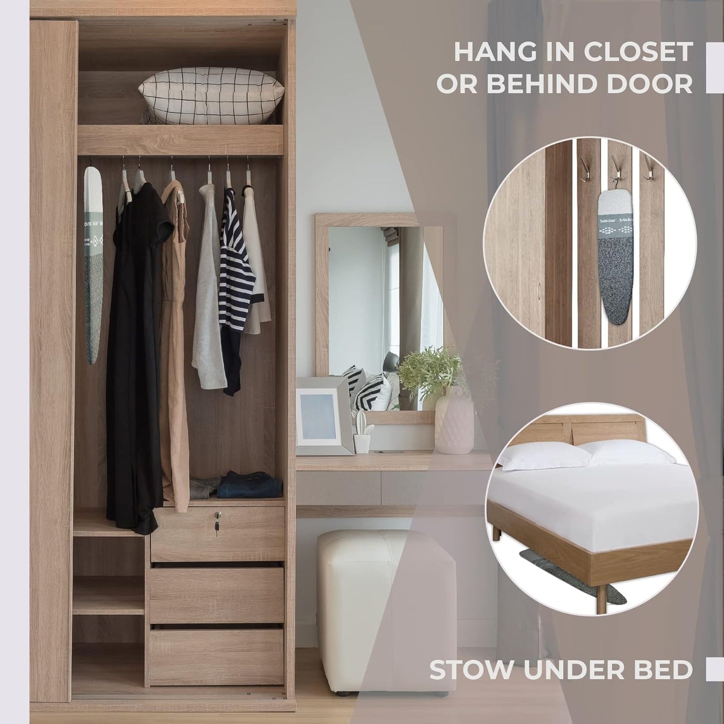 Bartnelli Smart Hanger Tabletop Ironing Board | Designed and Made in Europe with New Patent EZ Glide Technolgy, & Park Zone, European Quality and Innovation (Size-34x12)