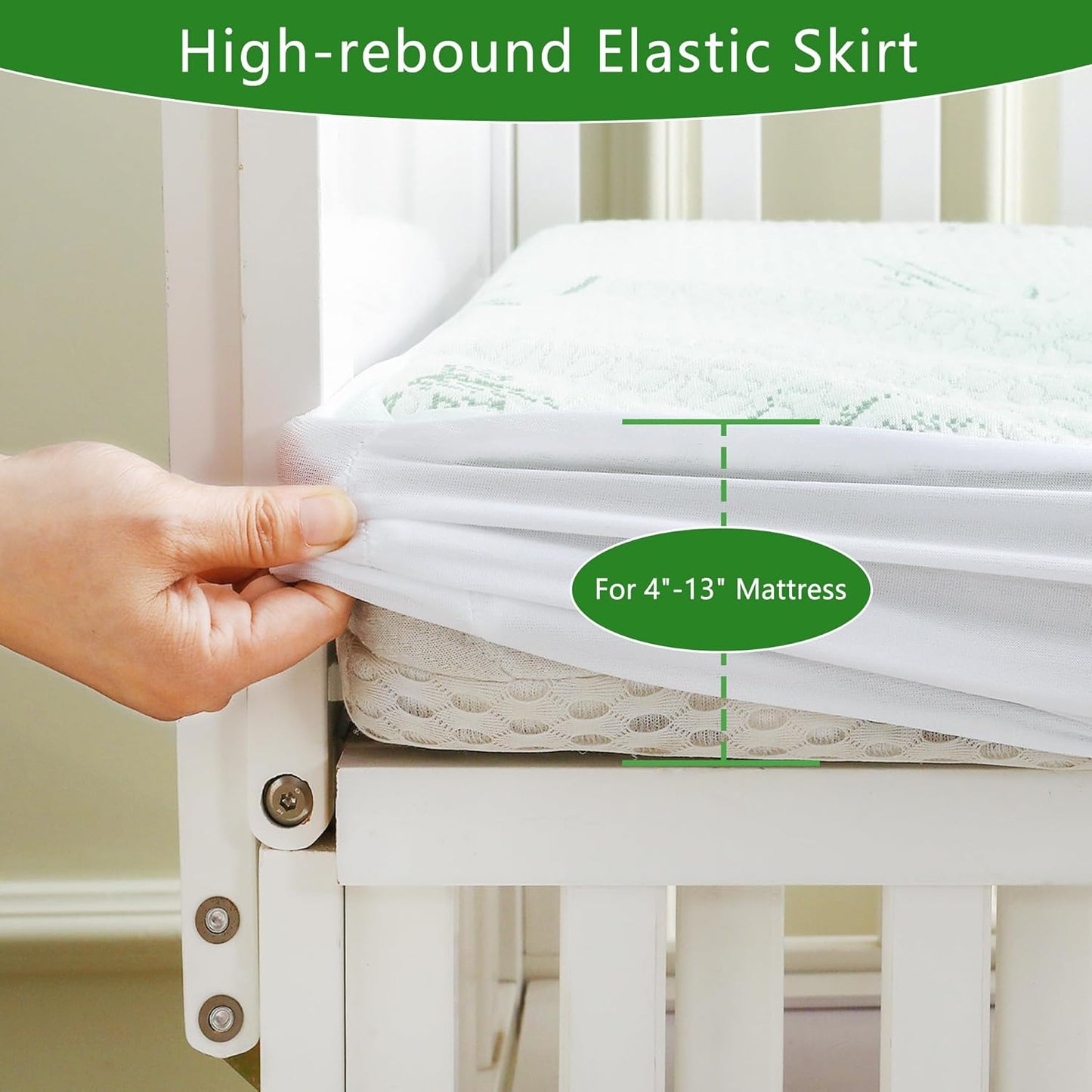 GOONIK 2 Pack Waterproof Crib Mattress Protector, Bamboo Viscose Breathable Crib Mattress Pad Cover for Baby Mattress with 4-13 inches Deep Pocket
