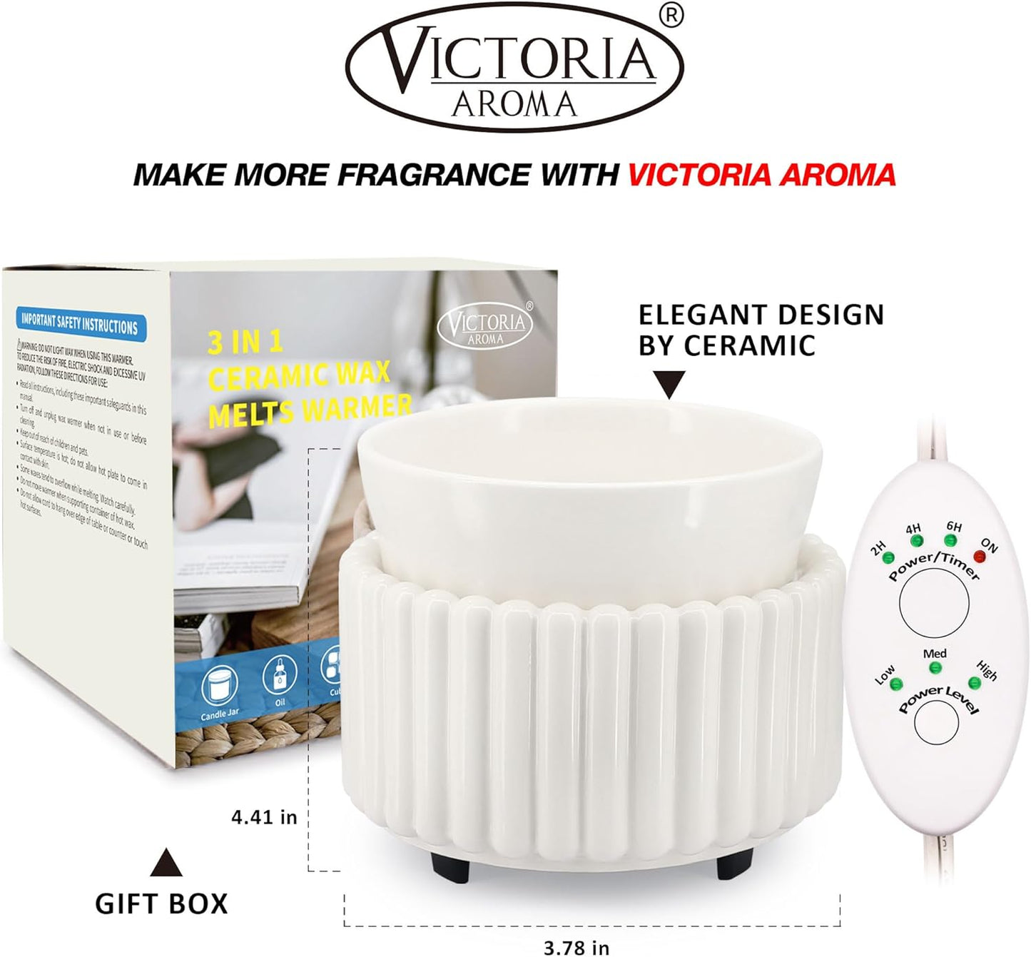 Ceramic Wax Melt Warmer with Timer Candle Warmer for Scented Wax Electric Fragrance Burner for Home, Office, Bedroom - Gift & Décor