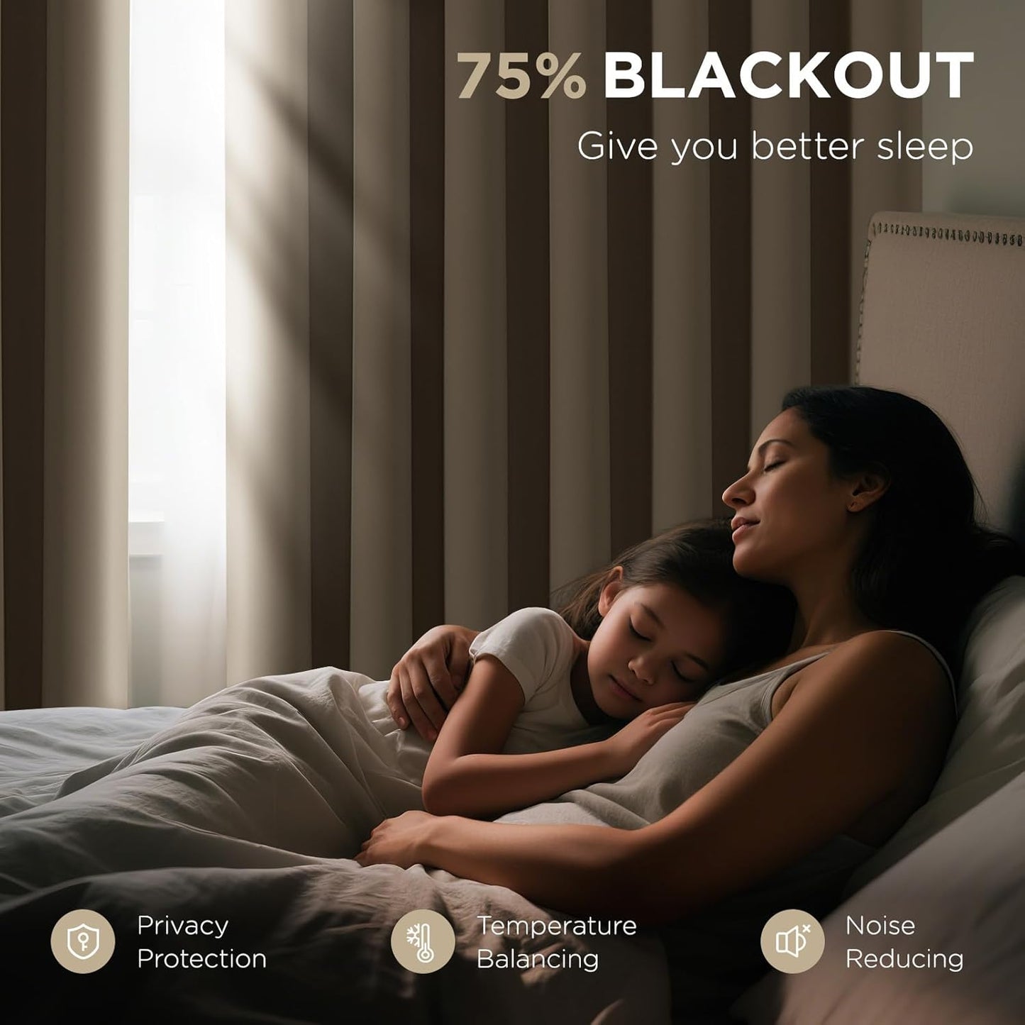 Joydeco Blackout Patio Sliding Door Curtains 108 Inches Long, Grommet Privacy Room Divider Curtains, Extra Wide Thermal Blackout Drapes for Bedroom Living Room (Light Beige, 70Wx108L, 1 Panel)