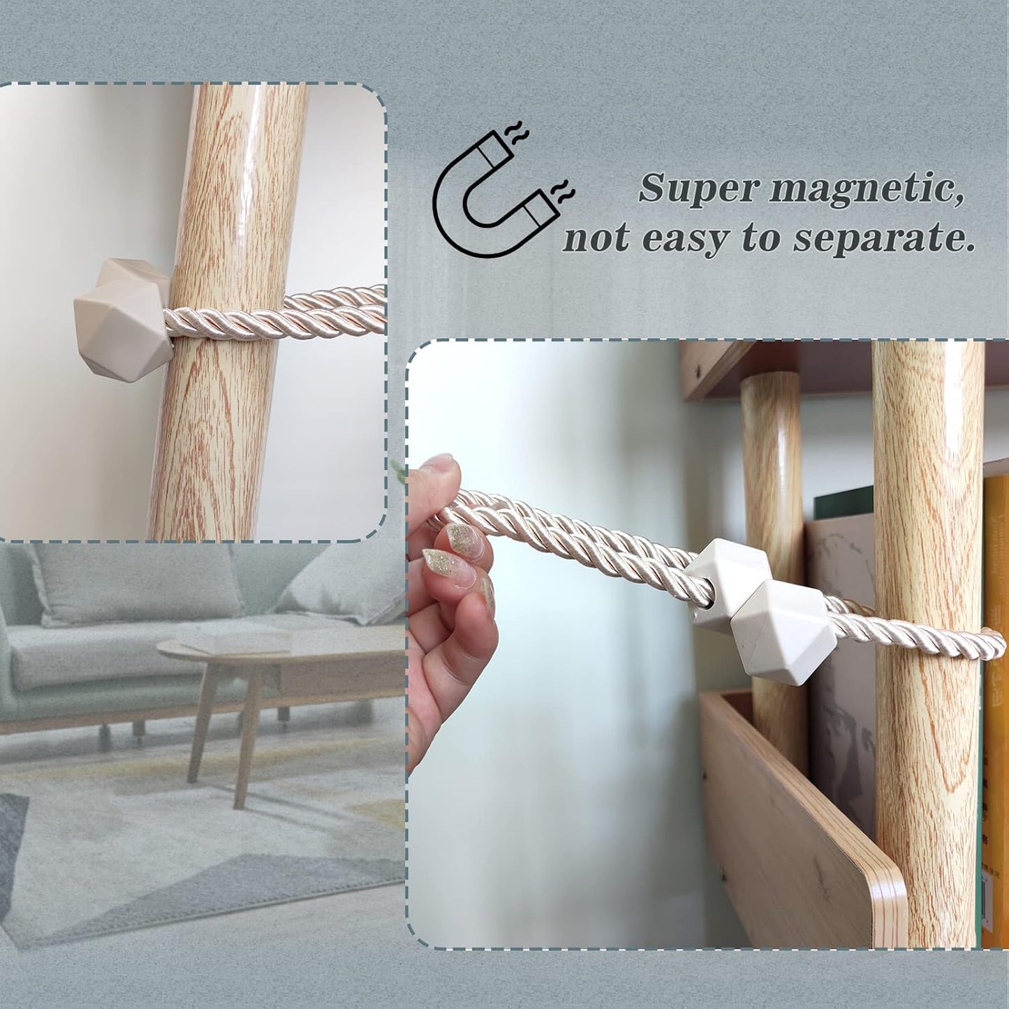 Hion Magnetic Curtain Tiebacks White 2pcs, Curtain Tiebacks Buckles Holdbacks Holders Hooks Clip for Home Bedroom Office Decorative Curtain