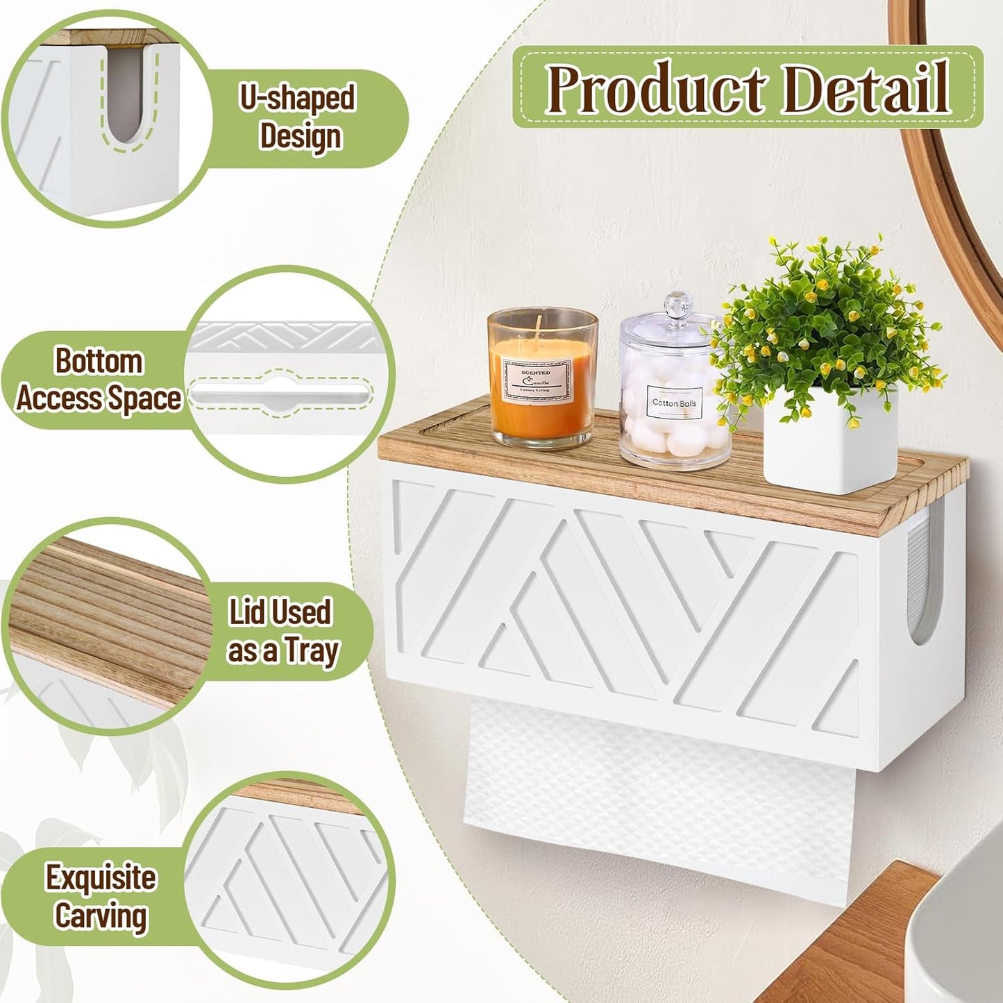 Paper Towel Dispenser Wall Mount, Paper Towel Holder Wall Mounted with Lid, Solid Wood Commercial C-Fold, Z-Fold, Trifold Hand Paper Towel Holder Dispenser Hand Towel Holder for Bathroom Kitchen Decor