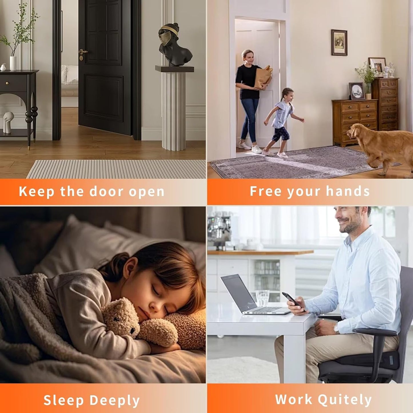 Bak Bo Magnetic Door Stoppers 1 Pack Bottom of Door Holder Keep Door Open No Drilling Magnet Floor Door Stop with Screws and Adhesive Brushed Gold DS268BG-1