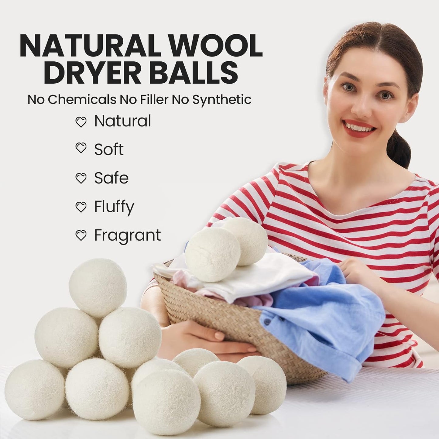 26 Pieces Wool Dryer Balls Set 24 XL Reusable Wool Balls with 2 Muslin Bags Anti Static Dryer Balls Natural Fabric Softener Wool Ball for Clothes Laundry Anti Wrinkle Saving Energy and Drying Time