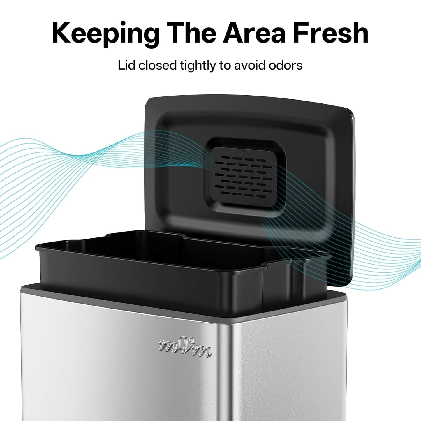 mVm 10.6 Gallon Heavy Duty Step Trash Can with Lid, Foldable Foot Pedal Bin for Kitchen Office Dormitory Home Rooms (Tin)