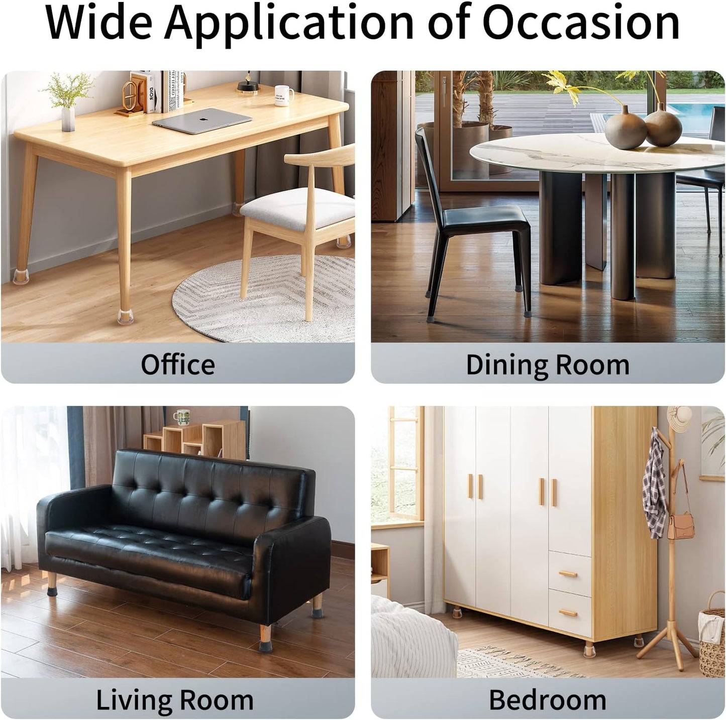 Ezprotekt 24 Pcs Extra Large Chair Leg Floor Protectors for Hardwood Floors, Felt Furniture Pads Covers, Floor Protectors for Chair, Round Bar Stool Leg Protectors Caps (XL Fit: 1.4"-1.65", Black)