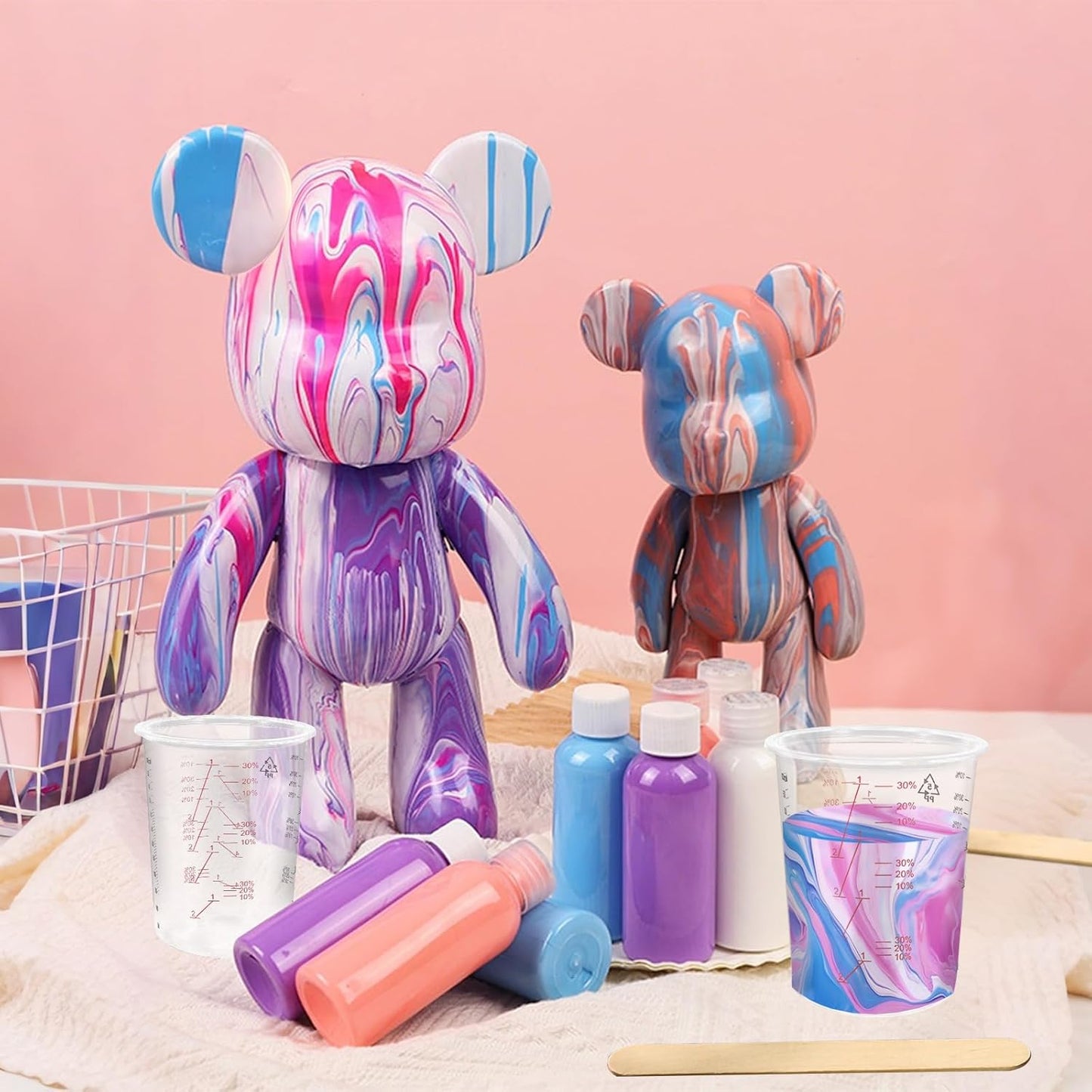 50-Pack Mixing Cups Set Paint Mixing Cups 20 oz (600ml) with 50 Wooden Sticks,Easy Measuring Ratios 2:1, 3:1, 4:1,Ideal for Epoxy Resin, Paint, and More