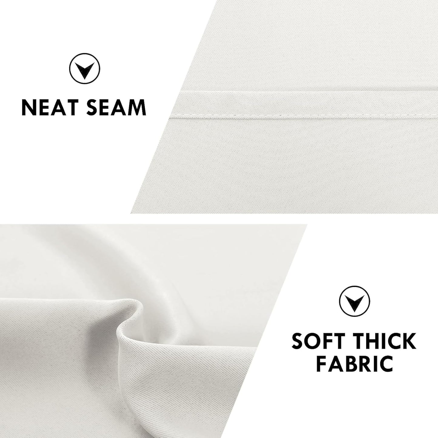 DWCN Blackout Curtains Thermal Insulated, Energy Saving & Noise Reducing Bedroom and Living Room Curtains, Ivory, W 52x L 95 Inch, Set of 2 Rod Pocket Curtain Panels