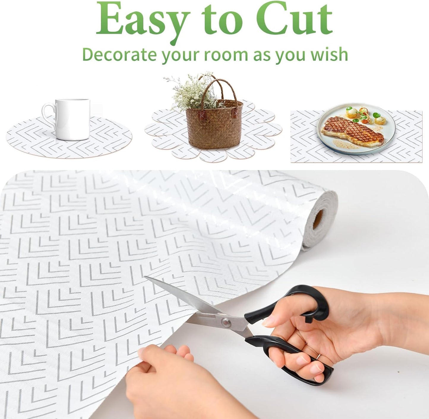 Shelf Liner for Kitchen Cabinets Non Adhesive Drawer Liner Non-Slip Thickened Shelf Liner Paper Strong Easy to Clean for Tool Box Refrigerator with Knife and Tape Measure,Silver Arrow,11.8 x 118 in