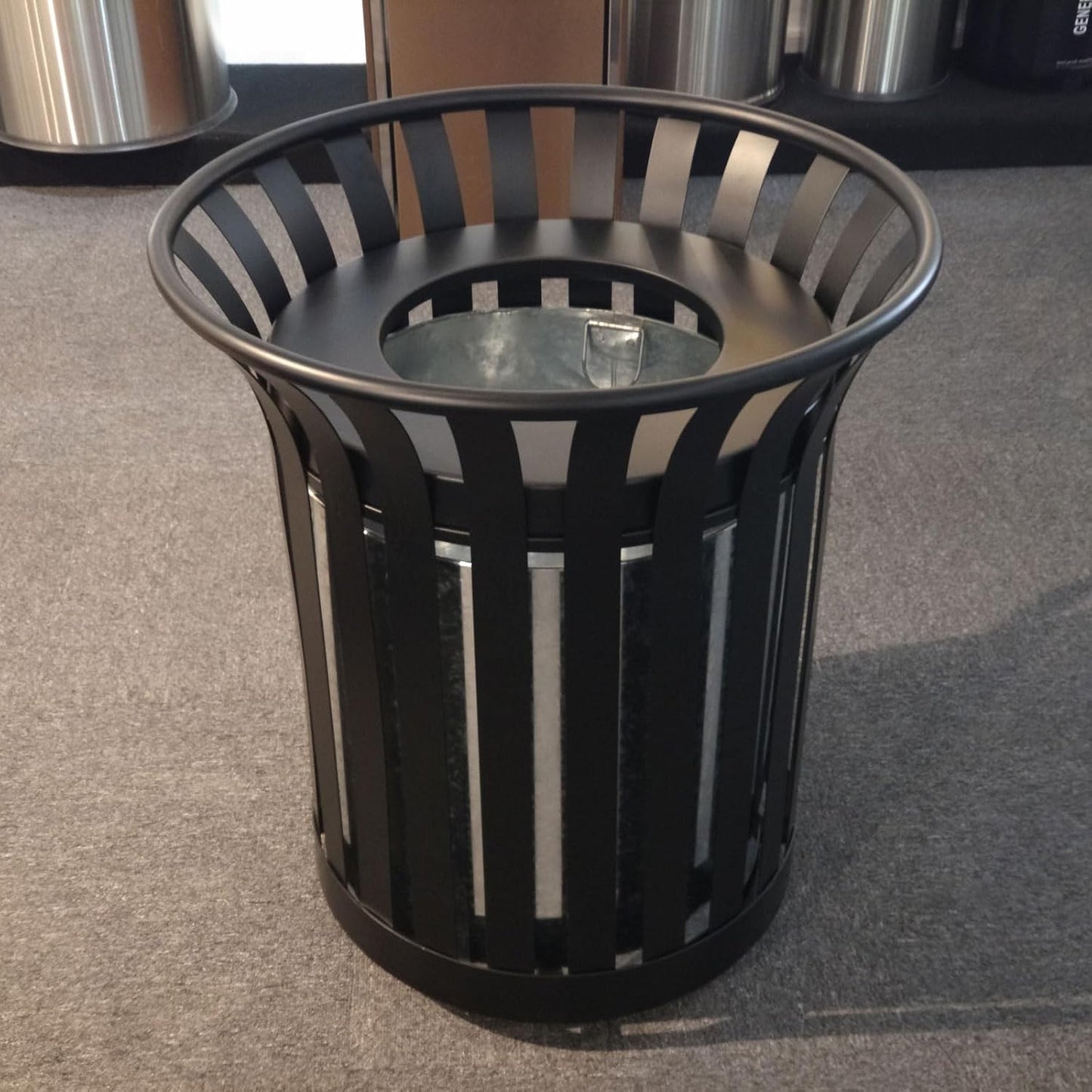 Outdoor Metal Slatted Trash Receptacle,Waste Receptacle,Commercial Trash Cans,Zone Round Garbage Bin,Square Hotel Street Patio Indoor Metal Stan (Large - Green)
