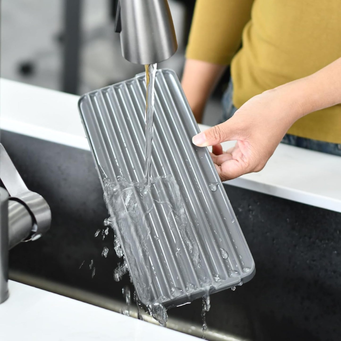 Bottle & Cup Drying Rack with Drain Tray (Stainless Steel Silver)