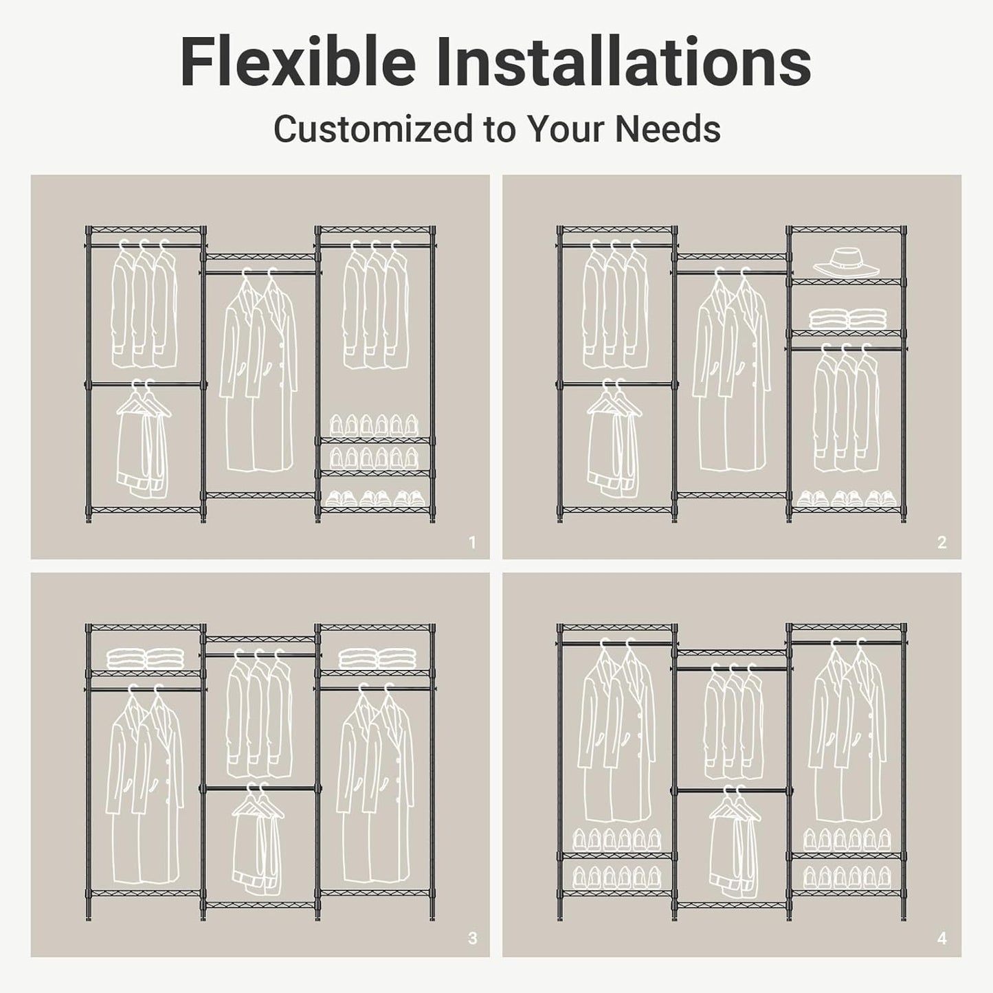 VIPEK V5C Portable Bedroom Armoires Wardrobe Closet with Cover, Heavy Duty Covered Clothes Rack Adjustable Closet Rack, White Metal Clothing Rack with Grey Oxford Fabric Cover, 70.1" Lx17.3 Wx76.4 H