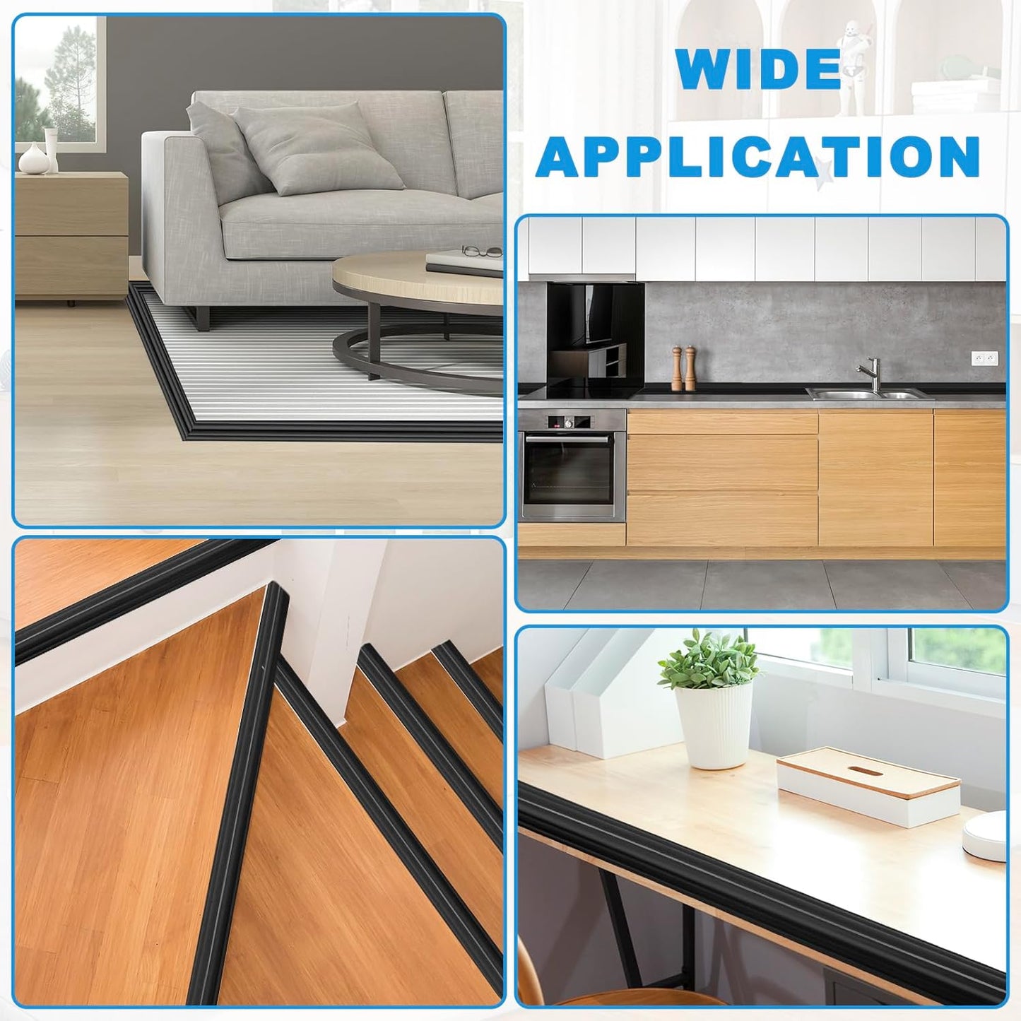 Wall Corner Protector Peel and Stick Corner Trim Molding Flexible Inside & Outside Wall Edge Guard Self Adhesive Moulding Trim for Edge Use, Black, 2.3” W x 20’ L