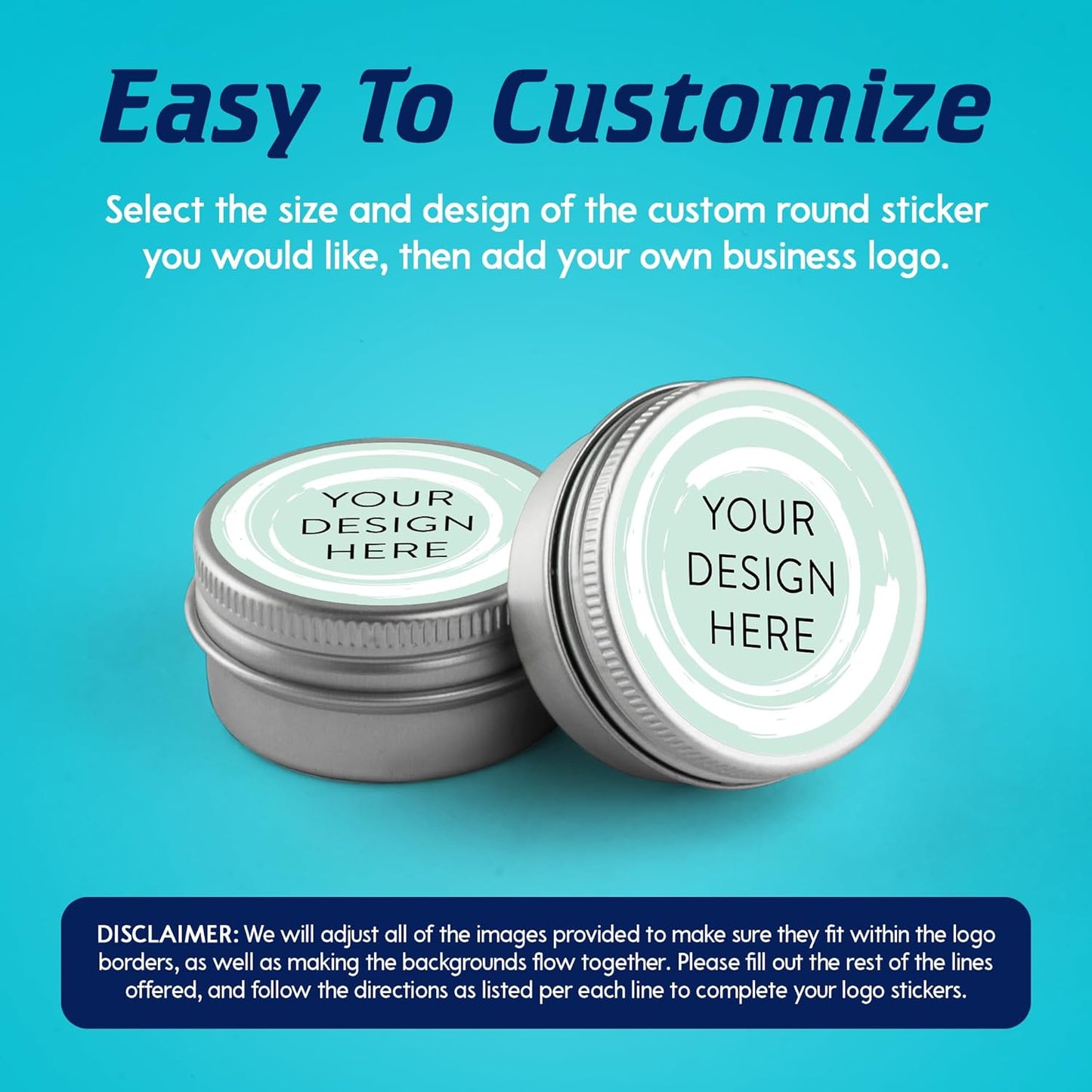 100 Custom Vinyl Stickers - Upload Your own Image, Text, Design, Logo - Personalized Logo Labels for Handmade, Packaging, Bottle, Jars, Candle, Brand Stickers (Mint, 4x4)