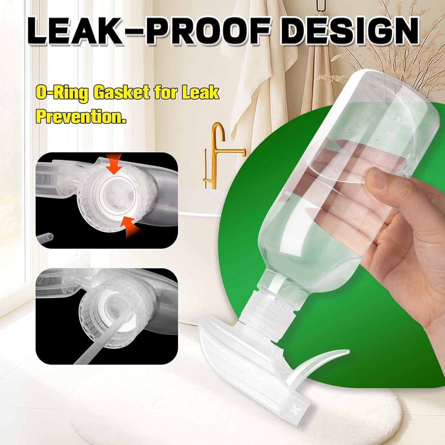 DIYSELF Spray-Bottle-Nozzle-Replacement, Universal Spray Bottle Top for Plastic Glass Bottles, Adjustable Trigger Sprayer, 24 Pcs Spray Nozzle Heads for Cleaning, Commercial Use, Chemical Resistant