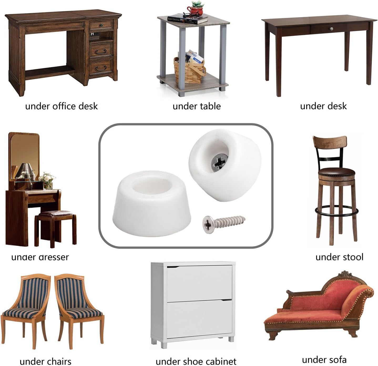 20pcs Round Furniture Pads,ULIFESTAR Furniture Feet Glides Sliders Carpet Saver Hardwood Floor Protectors Surface Protection for Chair Leg Caps Non Slip Furniture Grippers (White)