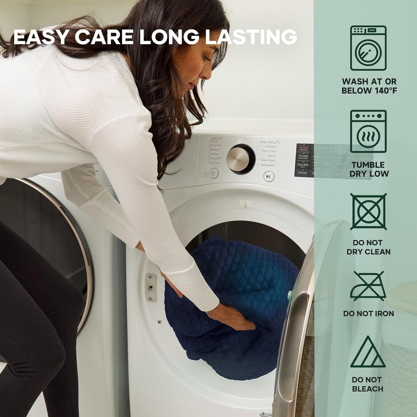 OhGeni 100% Waterproof Mattress Protector, King Size Mattress Pad, Fits 6"-20" Mattresses with Deep Pocket, Cooling, Breathable Fitted Sheets, Soft Bed Cover, Noiseless, Machine Washable(Navy Blue)