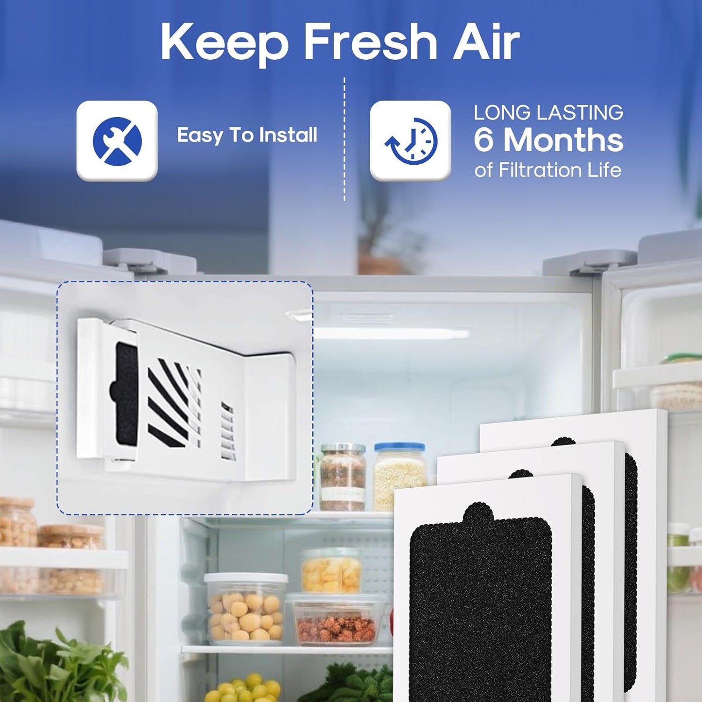 ICEPURE AF001 Compatible with EAFCBF Refrigerator Air Filter, Pure Air Ultra, Pure Air Ultra, PAULTRA, SCPUREAIR2PK, 242047801, 242061001, 241754001, 241754002, PS1993820, 7241754001, 6PACK