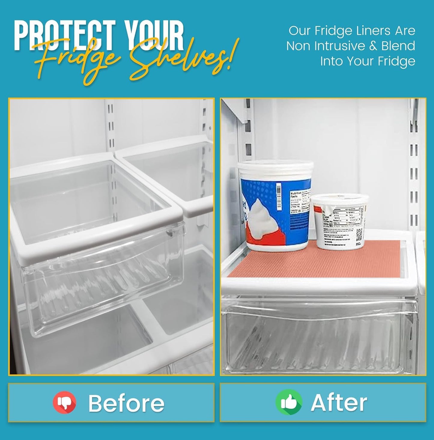 Refrigerator Liners for Shelves by Linda’s Essentials - Easy to Clean Fridge Liner with Spill Protection Fridge Shelf Liners & Drawer Liner, Nonslip BPA-Free Refrigerator Mats (Pink Roll)