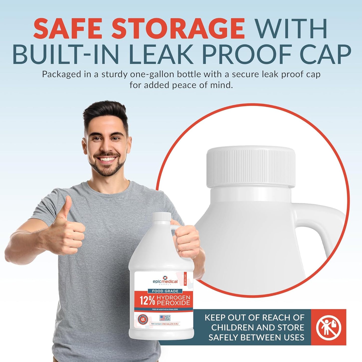 12% Food Grade Hydrogen Peroxide – Ultra-Concentrated H2O2 Peroxide Cleaner – 1 Gallon Bottle – Bleach Alternative for Household Cleaning, Laundry, Glass & More – Made in USA (4)