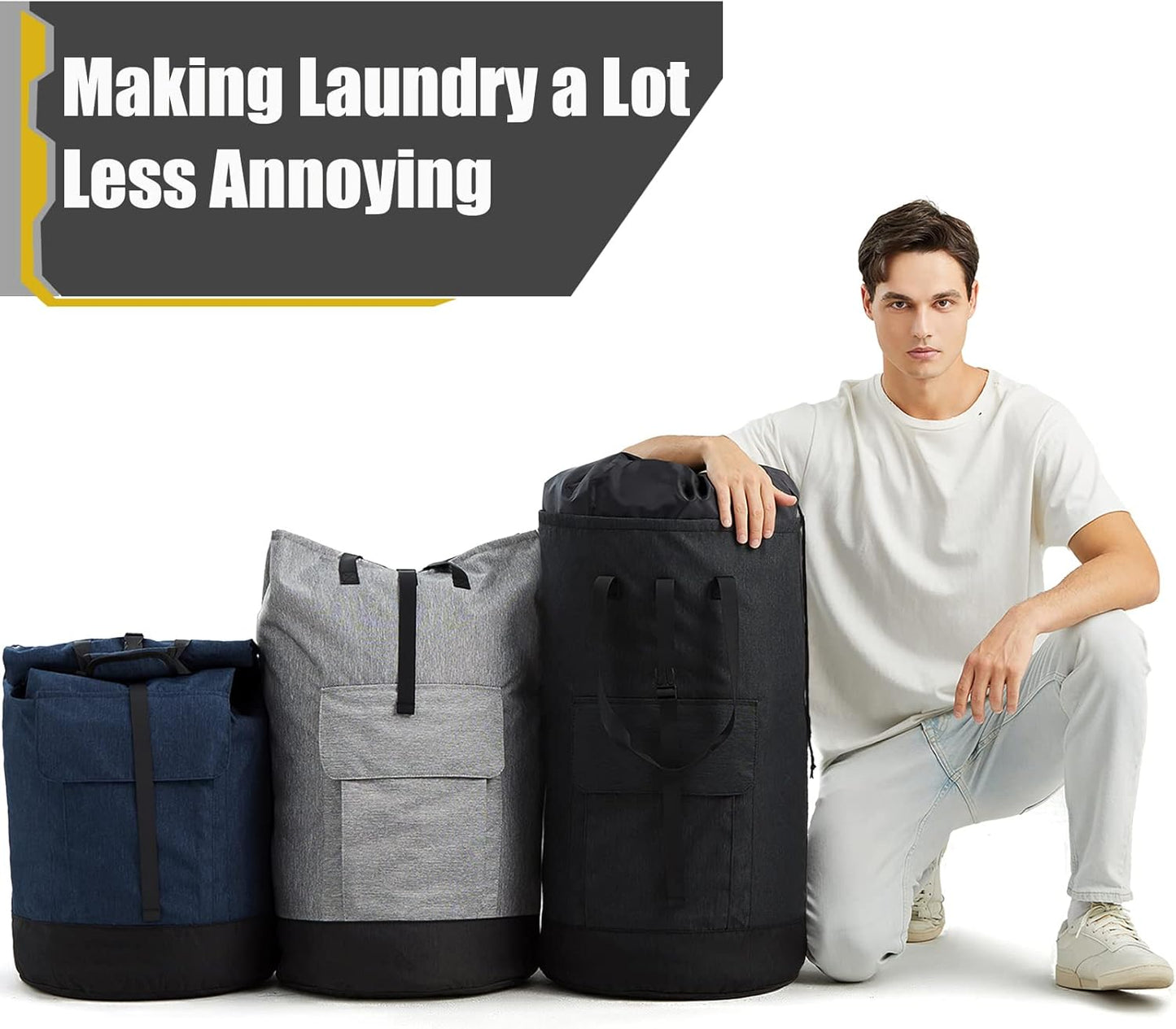 Laundry Bag for College, 115L Heavy Duty Laundry Backpack with Shoulder Straps, Large Dirty Clothes Bag for Dorm, Apartment and Laundromat, Laundry Duffle Bag for Travel, Beach, Camping, oyster grey