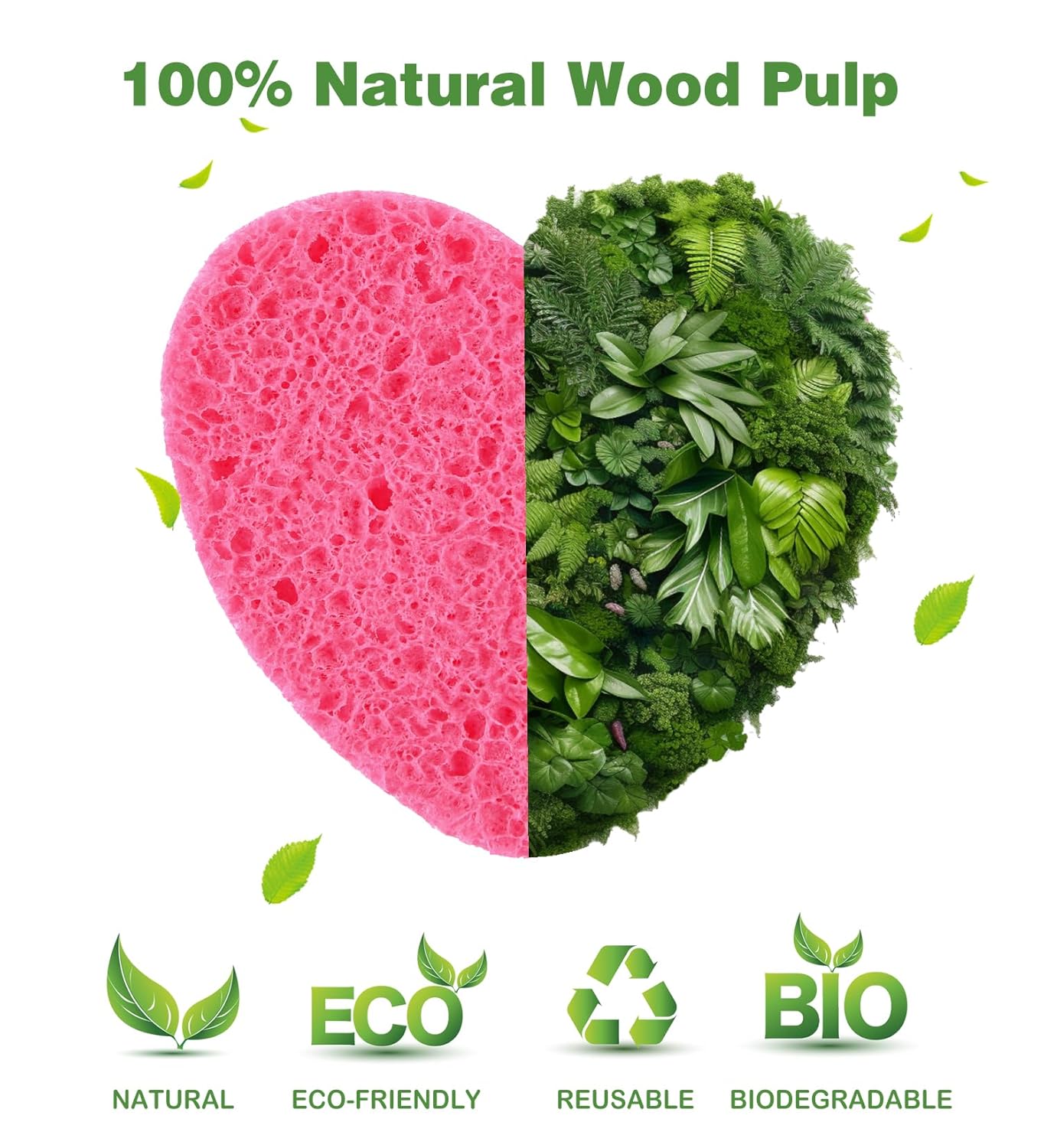 50-Count Compressed Facial Sponges for Estheticians- 100% Natural Cellulose Face Sponge Spa Sponges for Face Cleansing, Massage, Pore Exfoliating, Mask, Makeup Removal (Love-Pink)