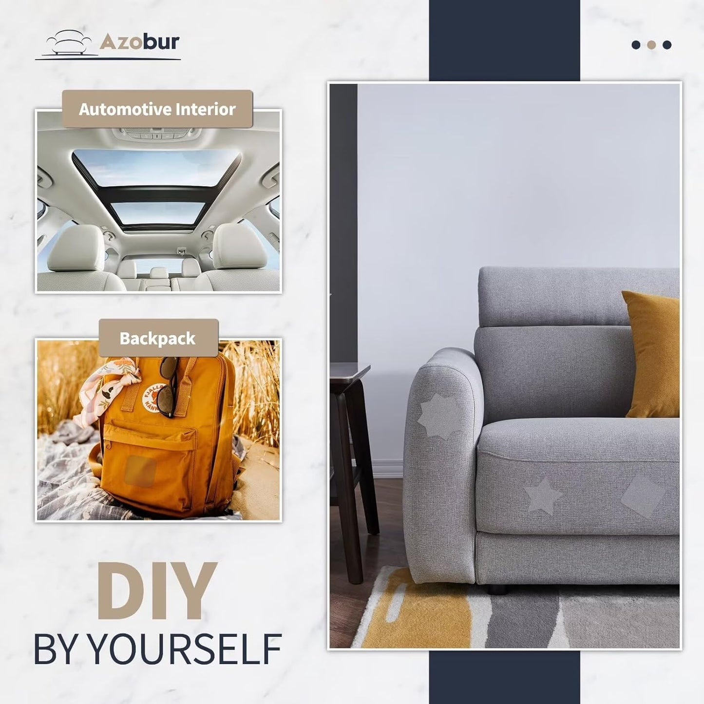 Azobur Velvet Patch,Self-Adhesive Rectangular Flannel Fabric Patch,Multicolor Available Anti Scratch Velvet 8X11 Inch Peel and Stick for Sofas, Automotive Interior, Handbags,and Pillow (Blue)