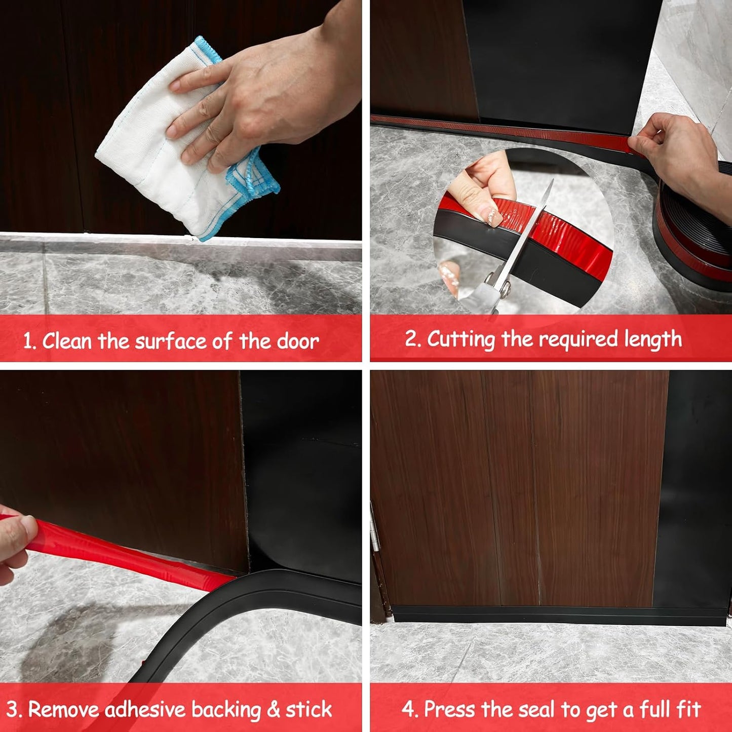 Silicone Weather Stripping, 3 inch (W) x 20 Ft (L) Door Draft Stopper Window Seal Strip for Gaps of Door & Windows, Garage Door Under Bottom, Sealing Tape Shower Doors Sweep, Black