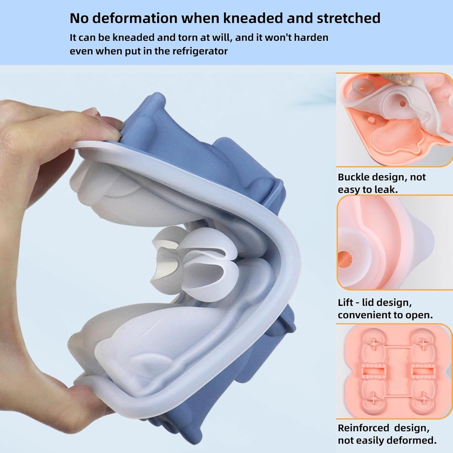 7.48inch Newly Upgraded 4-grid 3D Dinosaur Ice Tray and Covered Silicone Ice Tray, Suitable for Bars, Outdoor and Home Use(1, black)