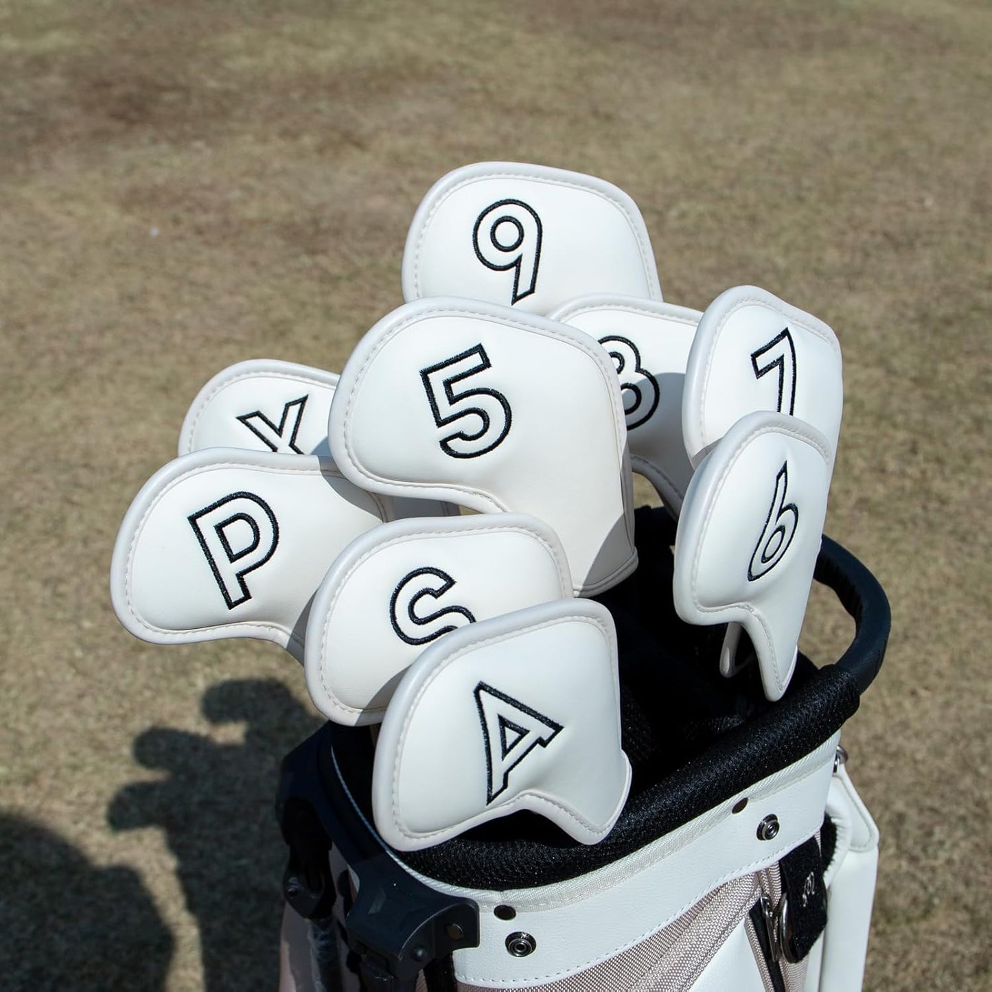 Montela Golf Iron Covers,Golf Iron Head Covers Leather Golf Iron Covers Set 9pcs Golf Iron Headcovers,Golf Club Head Covers for Iron Club Fit All Brands Titleist,Callaway,Taylormade