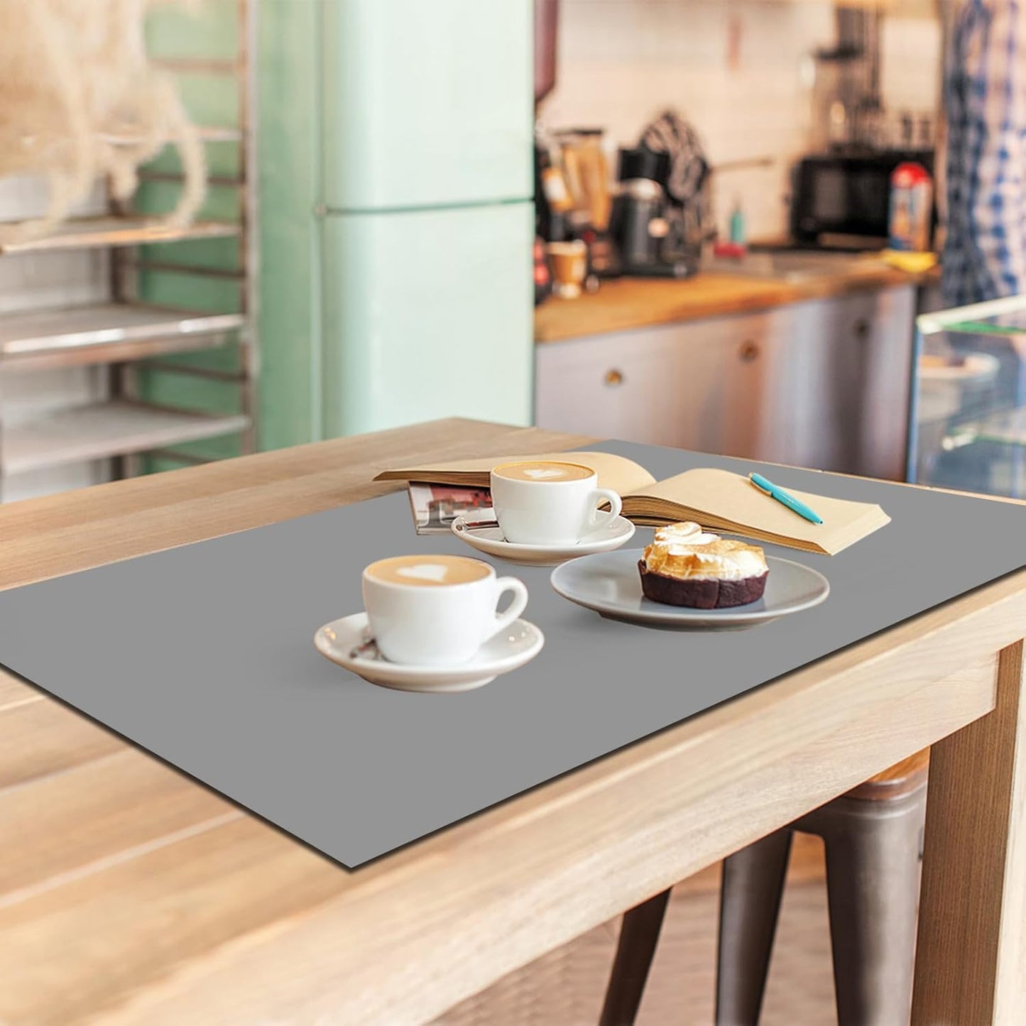Food Grade Silicone Table Protector Mat 47x24 Inch, Heat Resistant Desk Pad for Baking/Painting/Resin/Welding, Non-Slip Waterproof Surface Easy Clean (3 Colors) (Gray)