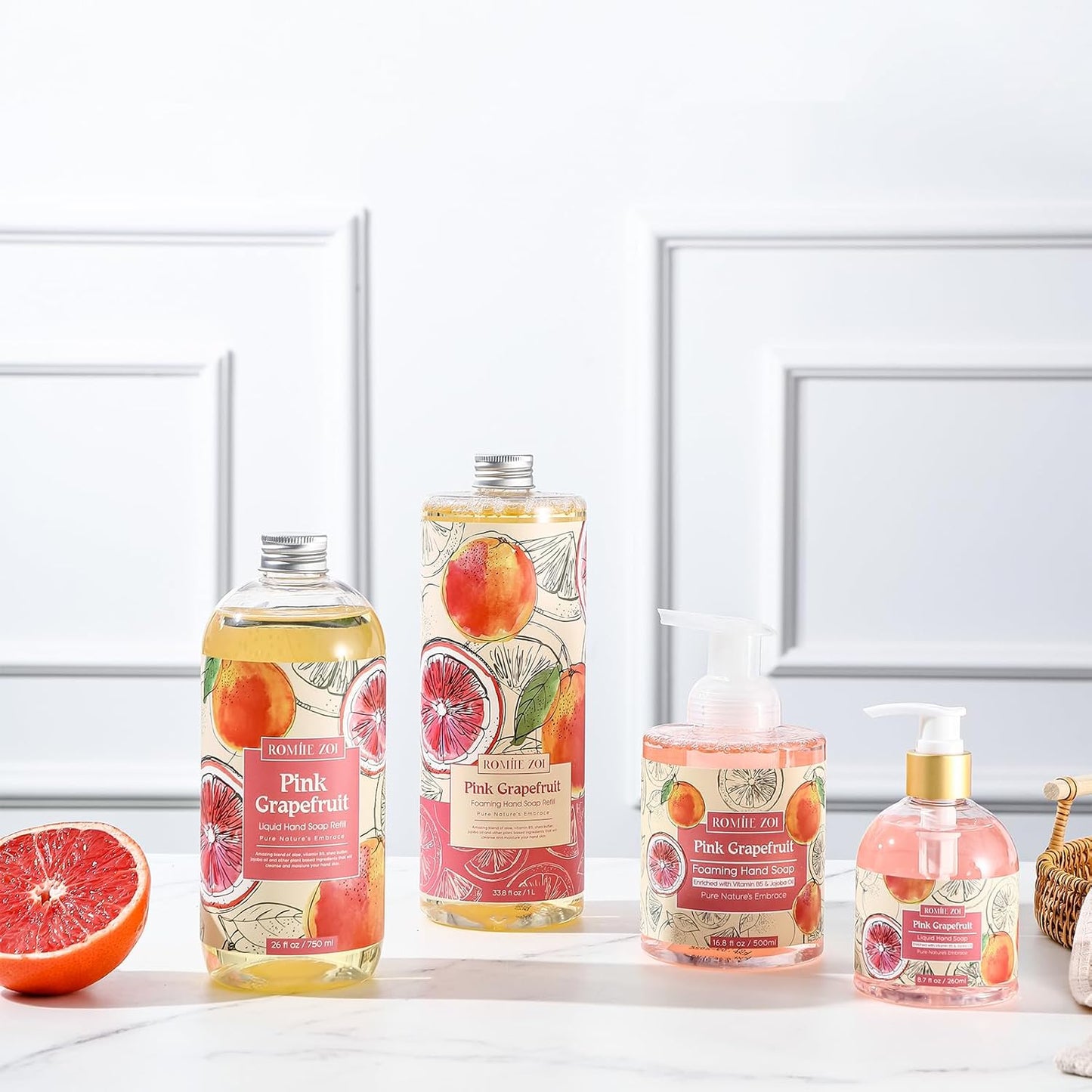ROMIIE ZOI Liquid Hand Soap Refill, Pink Grapefruit, Gentle & Moisturizing Formula, 750 ML/ 26 FL OZ