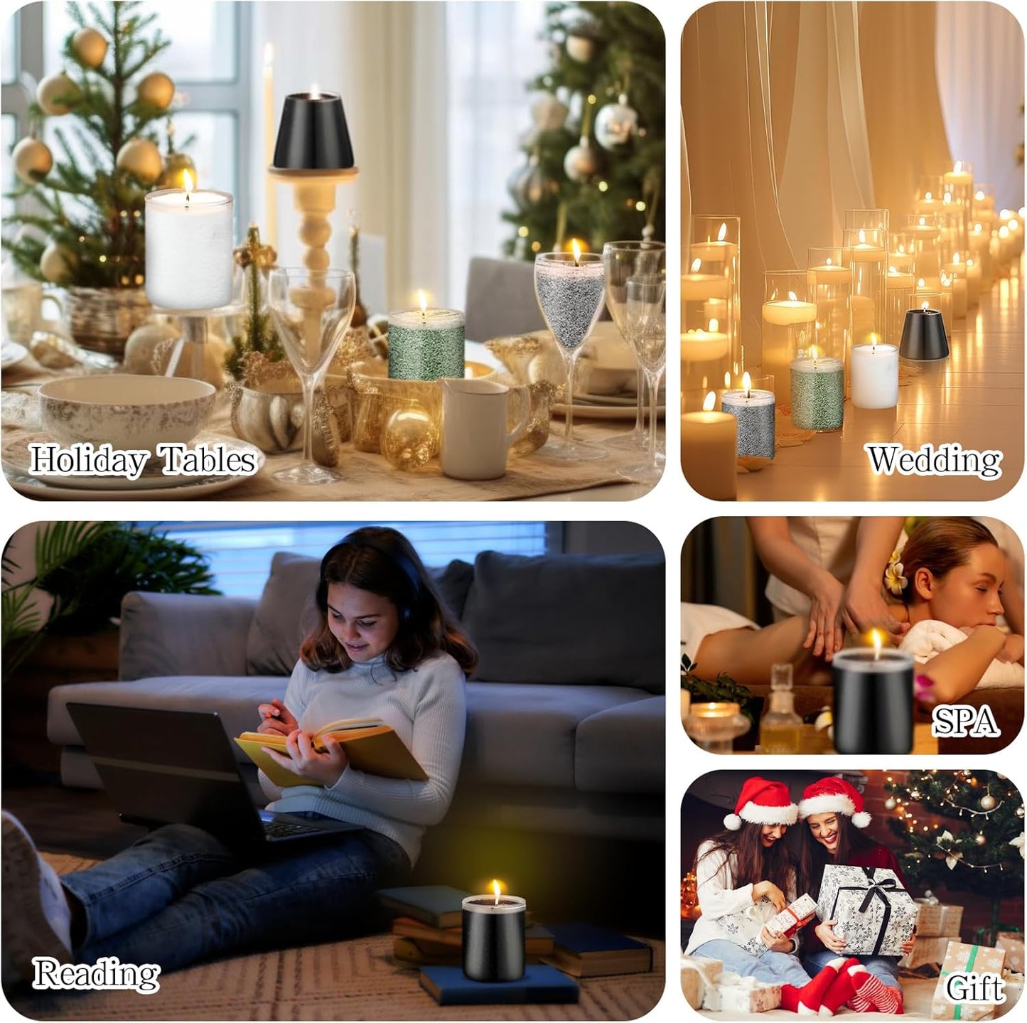 MTLEE Candle Sand 3.3 lb DIY Pearled Candle Making Kit Included 20 Pcs Wicks and Refillable Beaded Wax Sand Beaded Wax Gift with Wicks Self Extinguish for Home Wedding Party Women(Black)