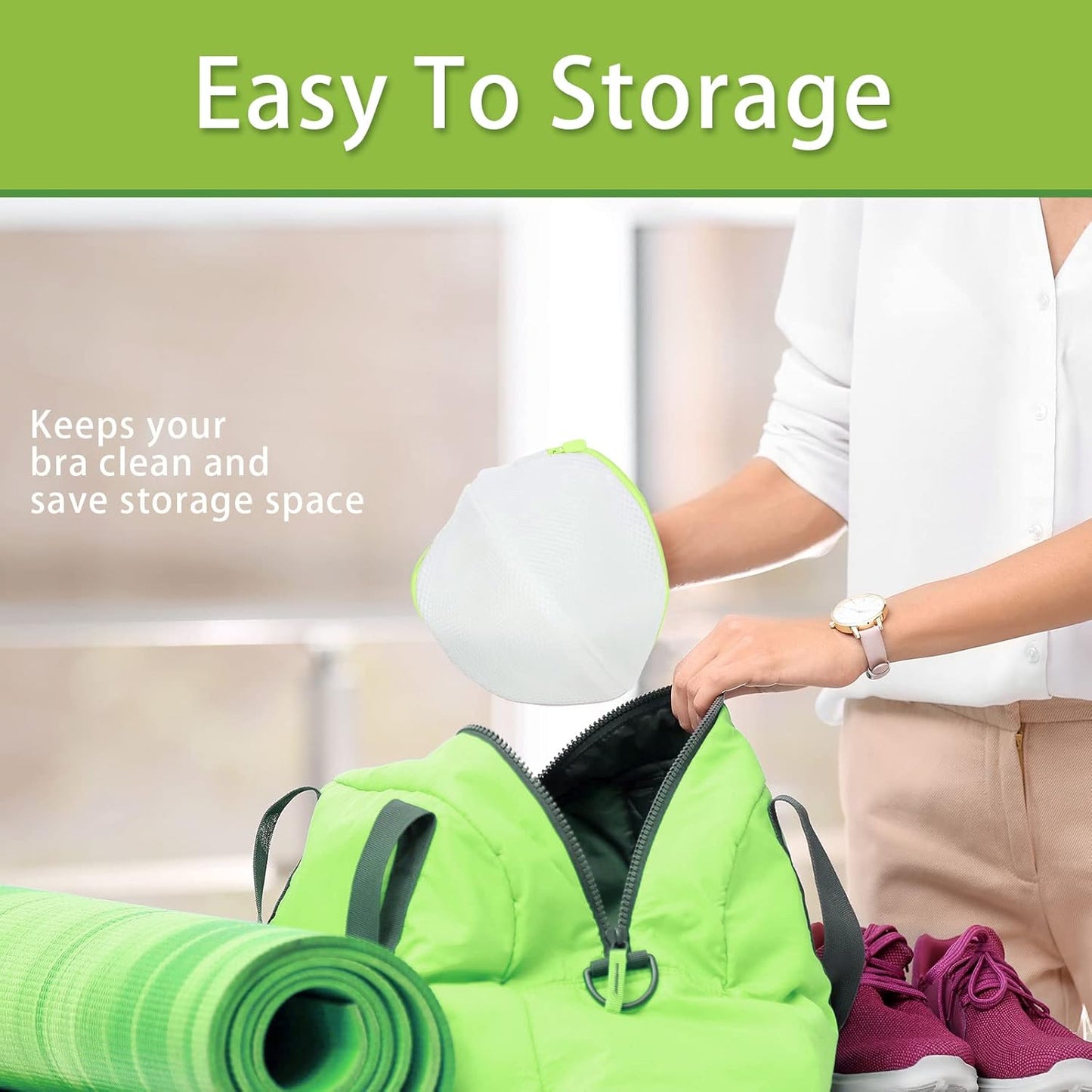 Shappy 6 Pieces Bra Washing Bag for Laundry Mesh Wash Lingerie Underwear Brassiere Washing Bags with Zipper for Women Laundry Storage(7.87 Inch,Green)